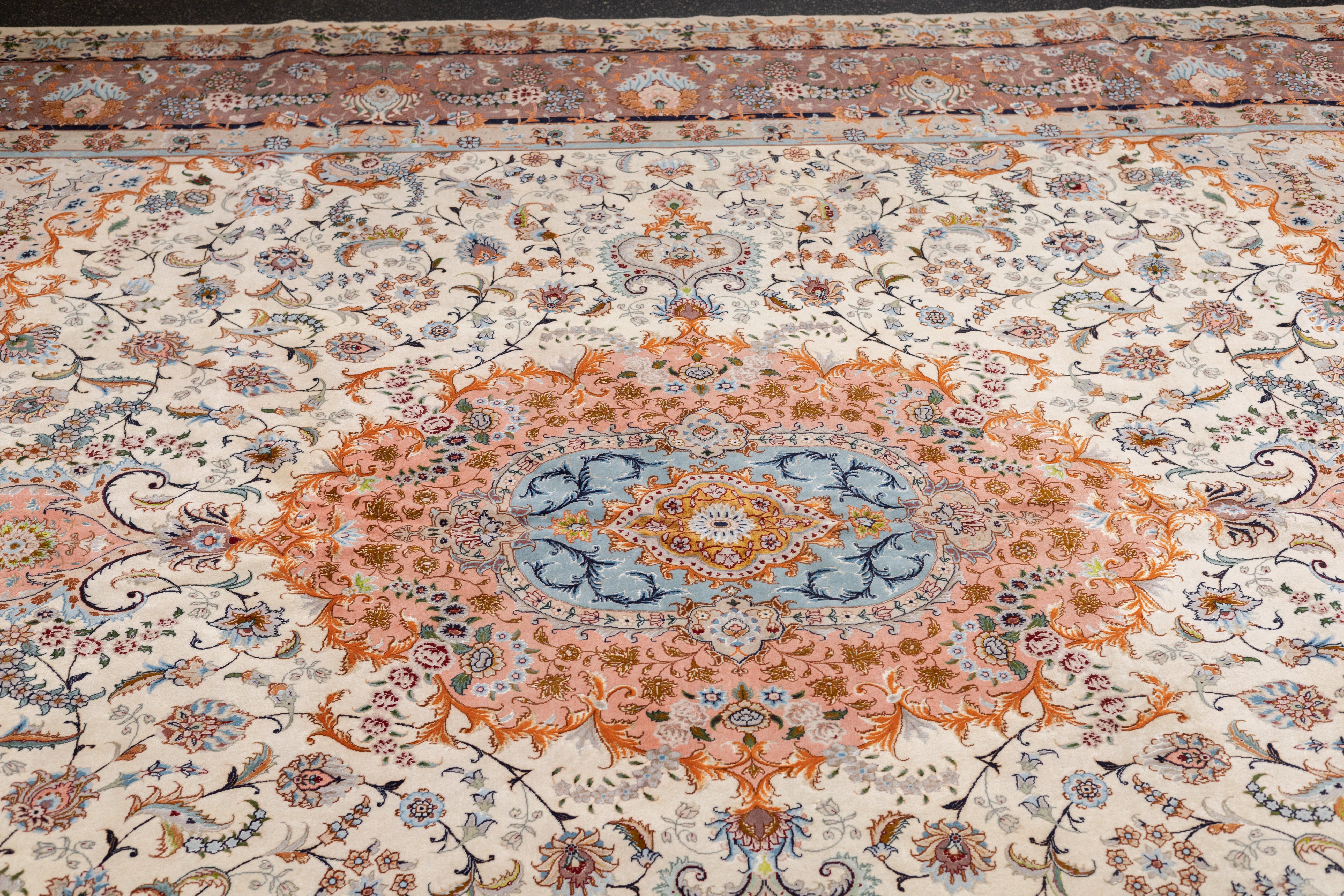 Extremely Fine Wool & Silk Tabriz Rug 9'9'' x 13'0"