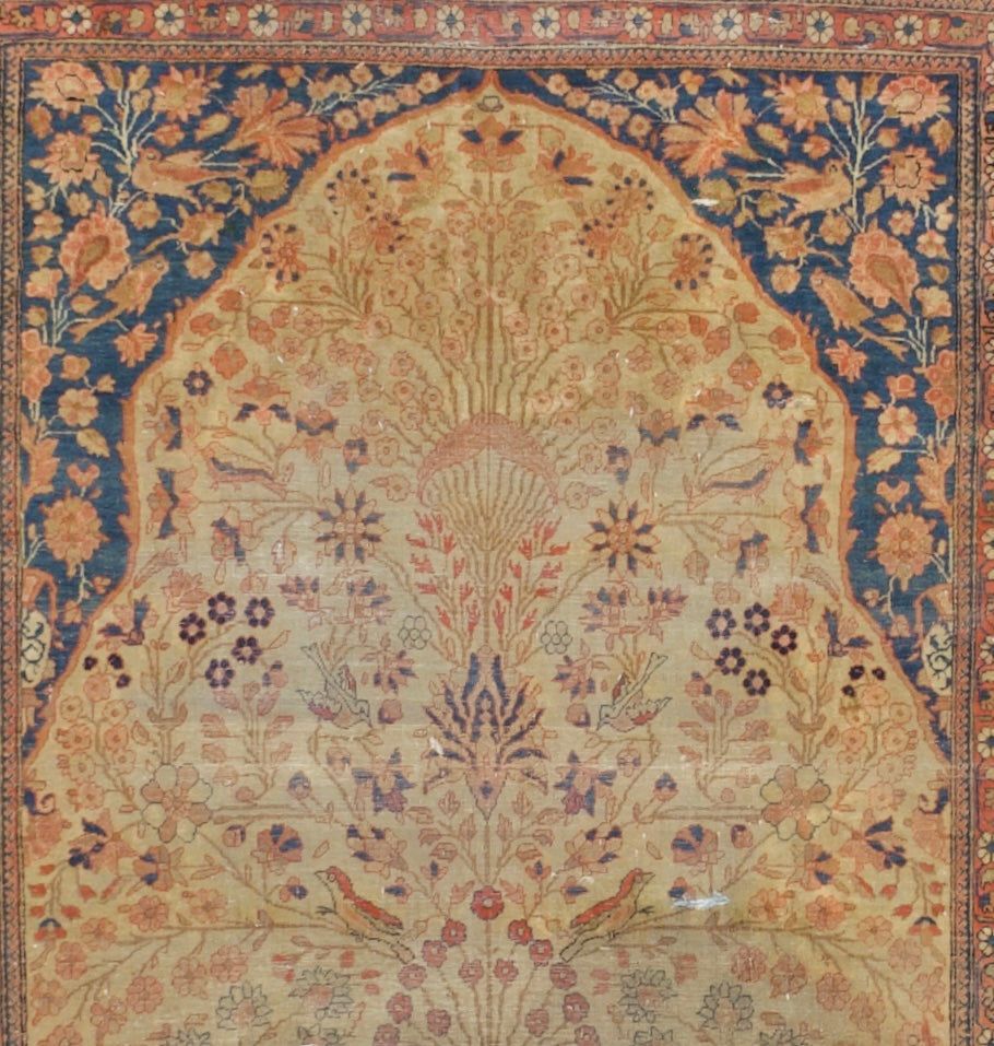 Antique Mohtasham Kashan Rug 4'4" x 6' 5"