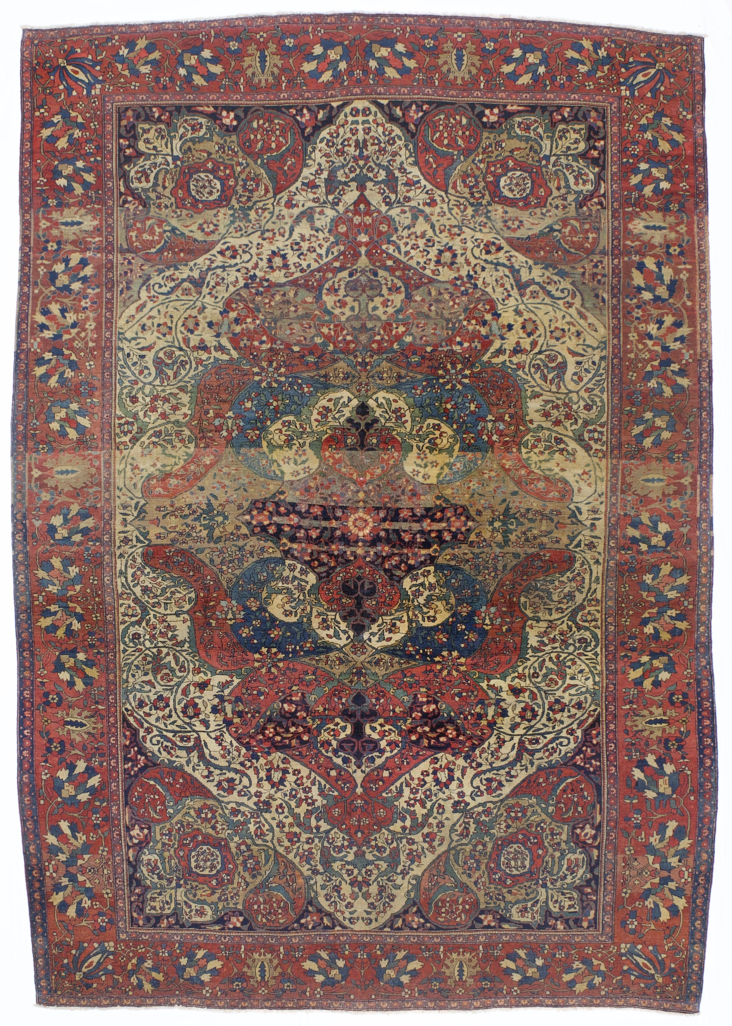 Fine Antique Mohtasham Kashan Rug 6'11" x 10' 0"