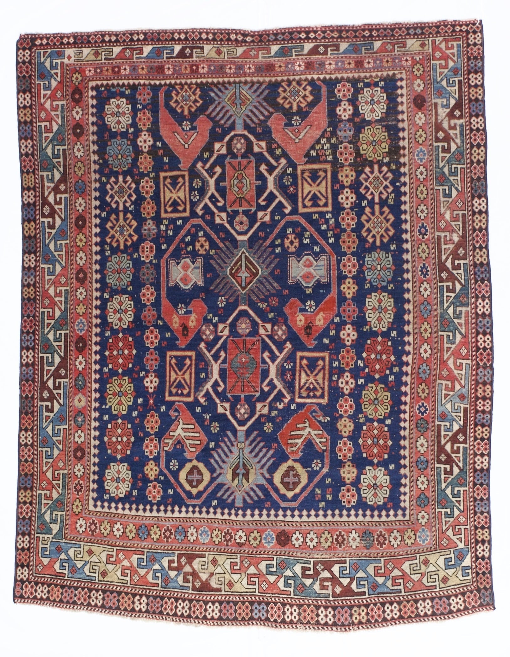 Antique Caucasian Kuba Rug 4'6" x 5' 9"