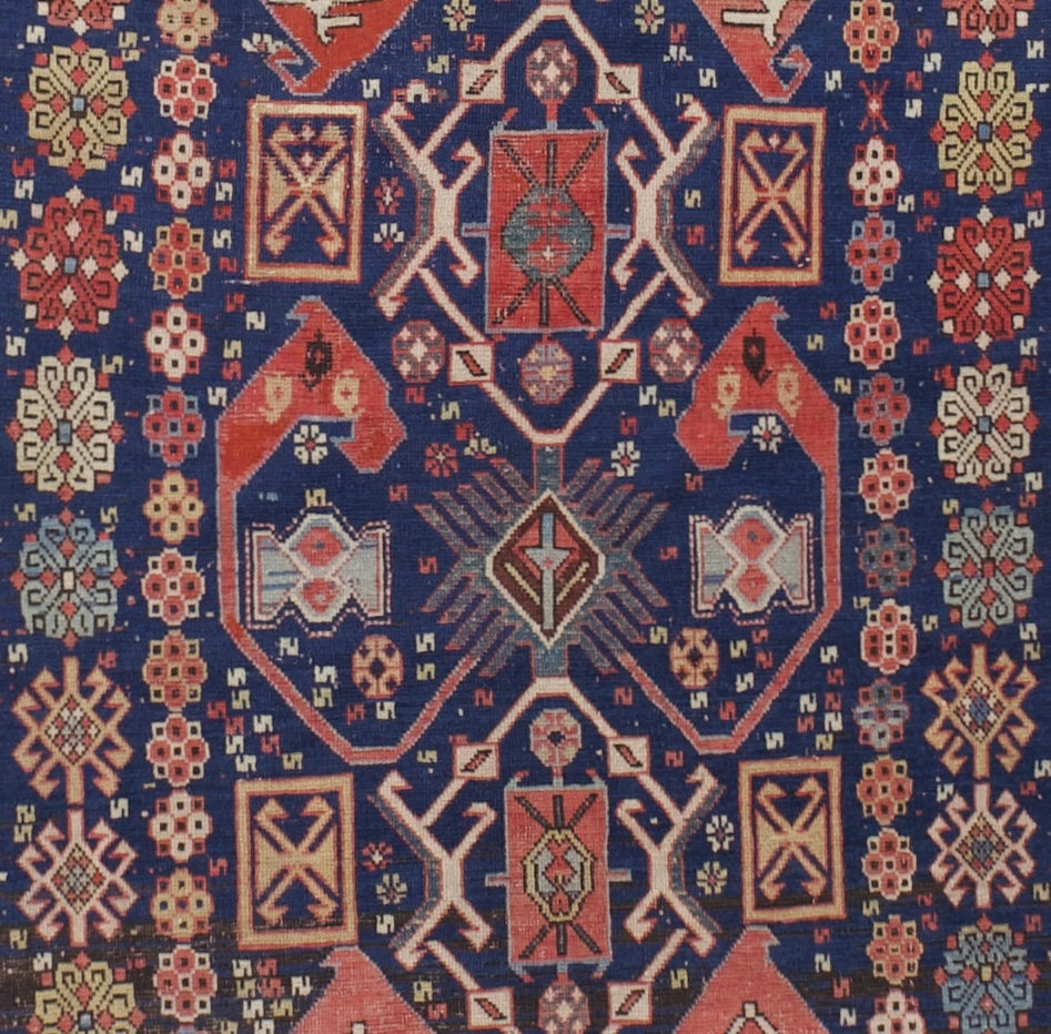 Antique Caucasian Kuba Rug 4'6" x 5' 9"