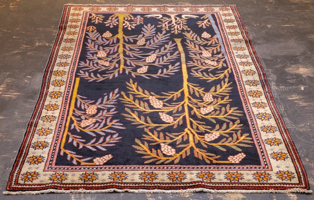 Antique Bakhshayesh unusual Tree Design Rug 4' 2" x 6' 11"
