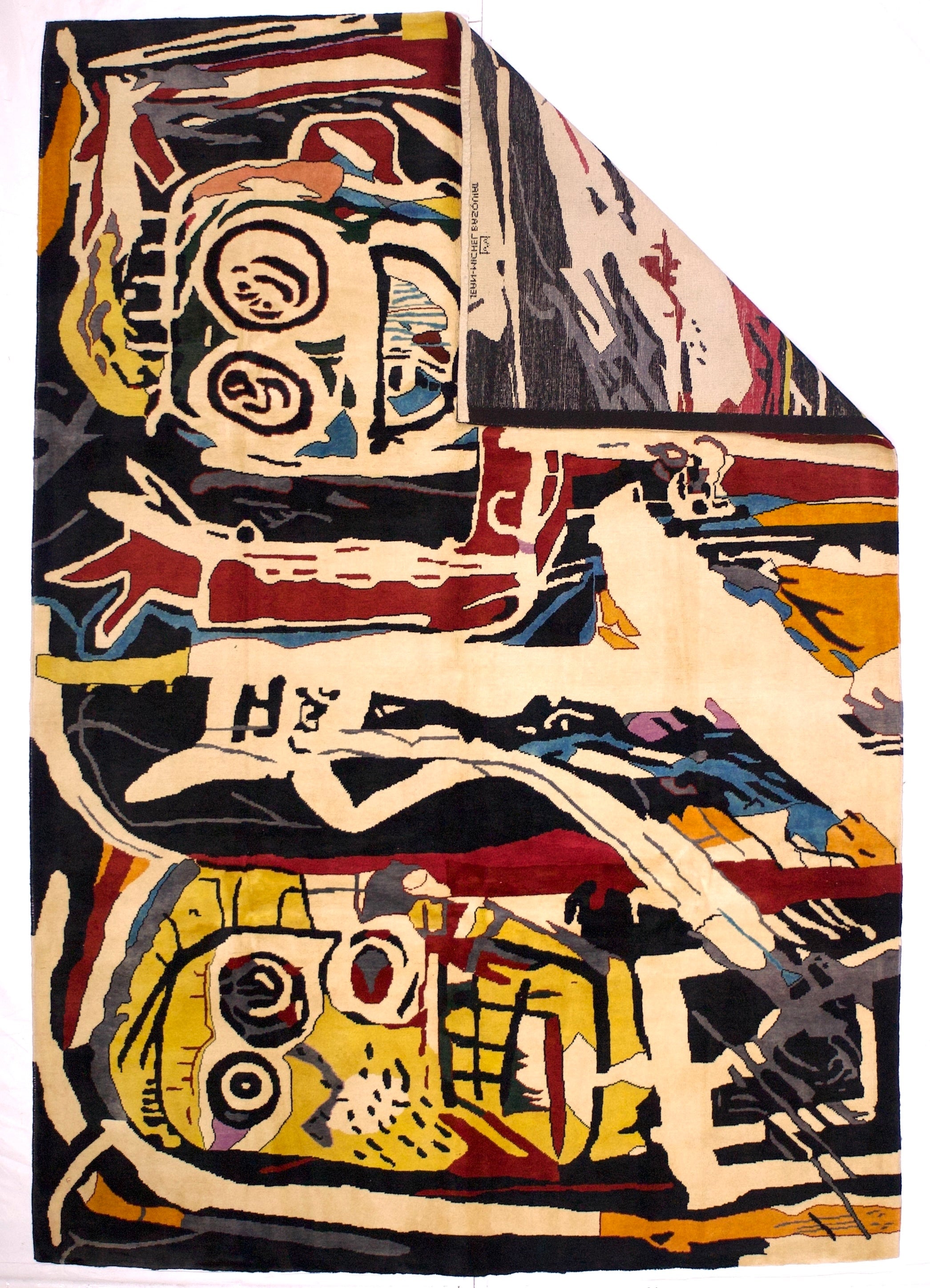 Fine French Wool Rug After Basquiat 5' 9" x 8' 6''