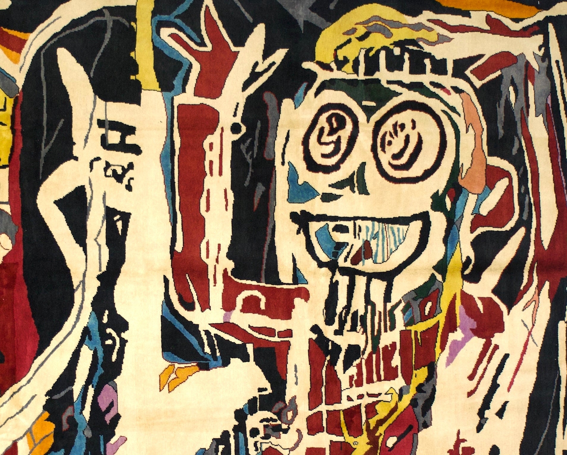 Fine French Wool Rug After Basquiat 5' 9" x 8' 6''