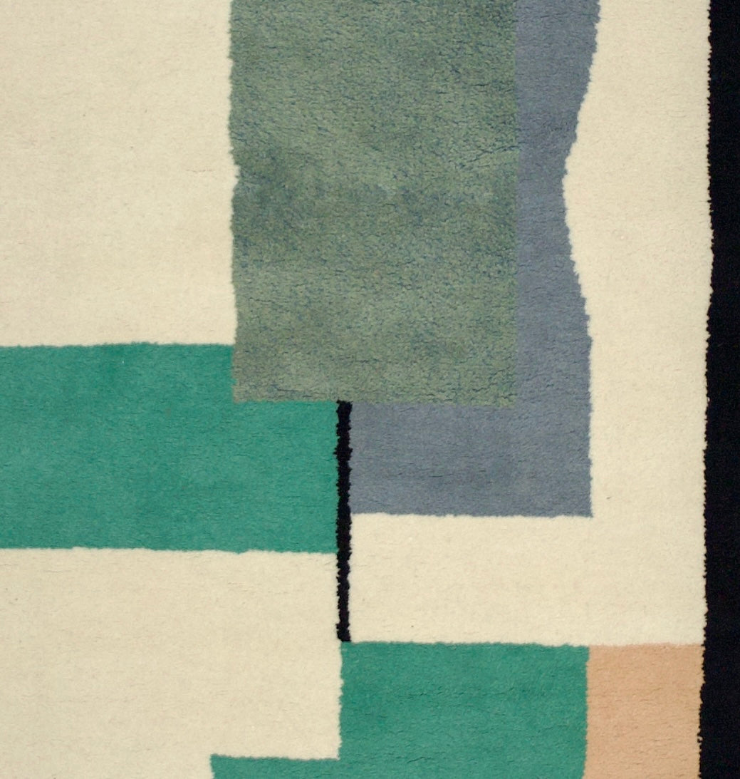 Fine and Rare Mid Century French Wool Rug Design by Fernand Lager 4' 7" x 8' 9"