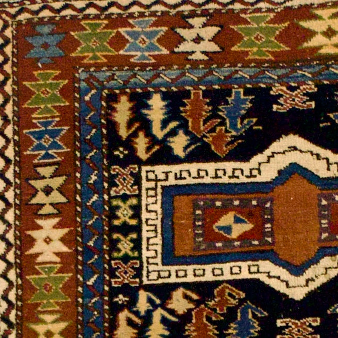 Antique Caucasian Kuba Rug 3' 10" x 4' 4"