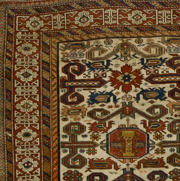 Antique Caucasian Perpedil Rug 3' 5" x 4' 4"