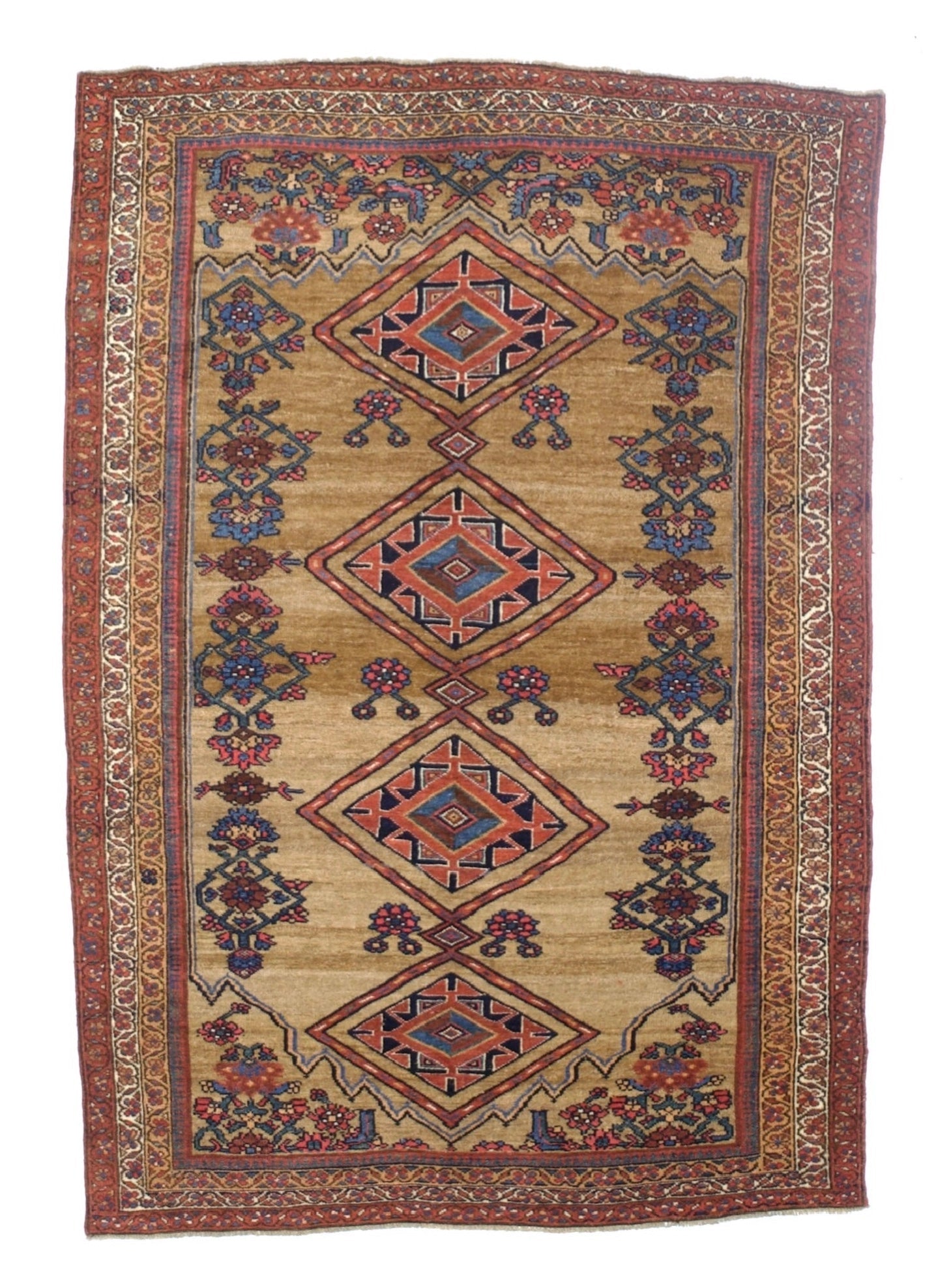 Antique Kurdish Bidjar Rug 4'1" x 5' 11"