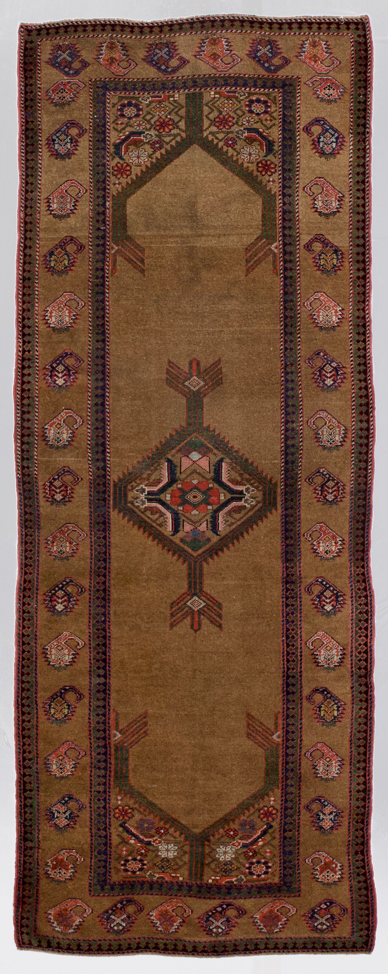 Fine Antique NW Camel Hair Rug 3'8" x 9' 8''
