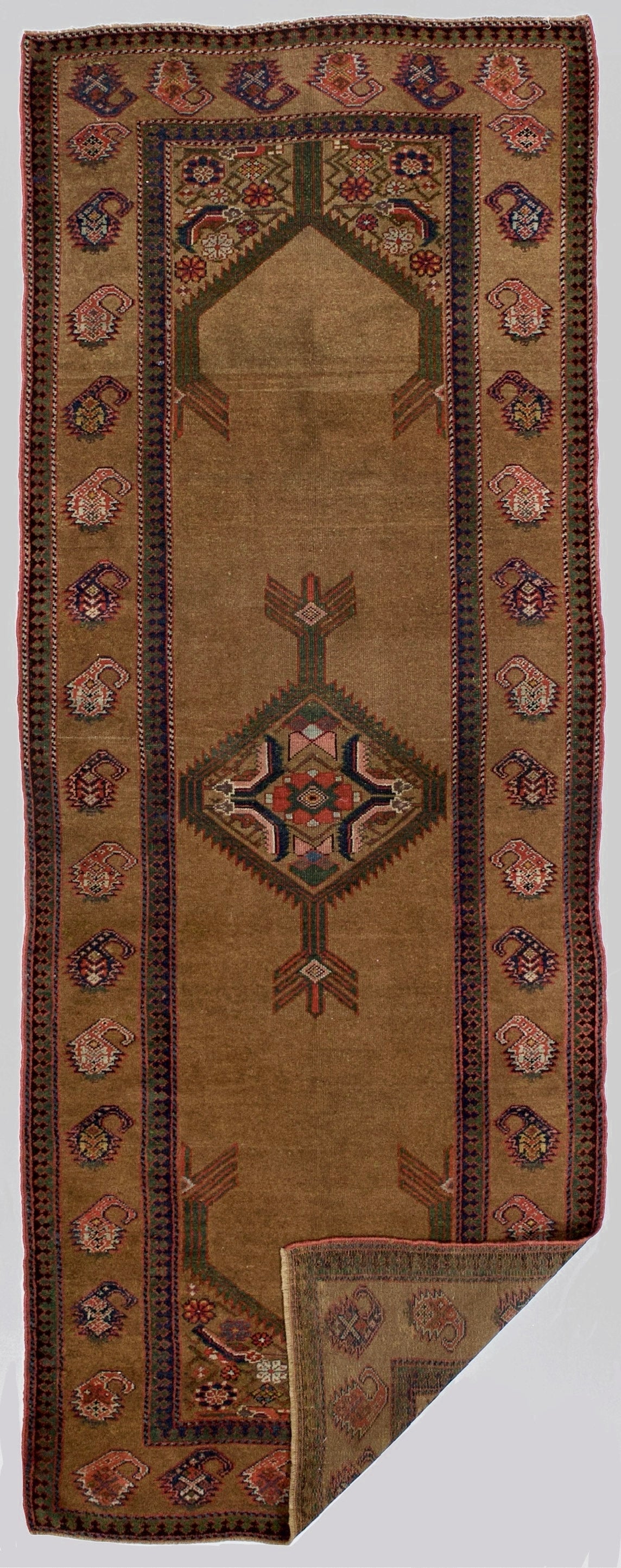 Fine Antique NW Camel Hair Rug 3'8" x 9' 8''