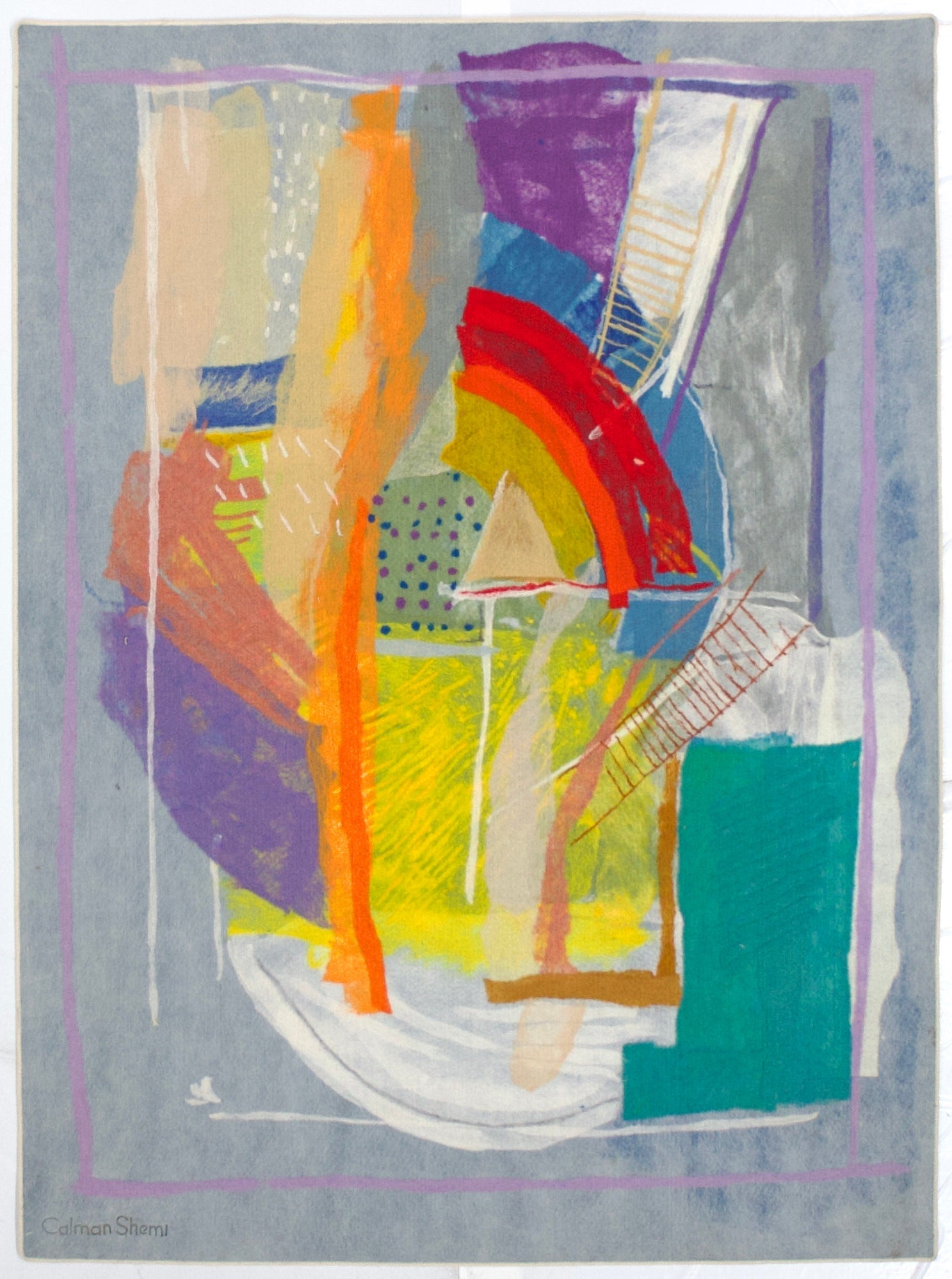 Fine Vintage Abstract Print Rug 4' 4" x 5' 10"