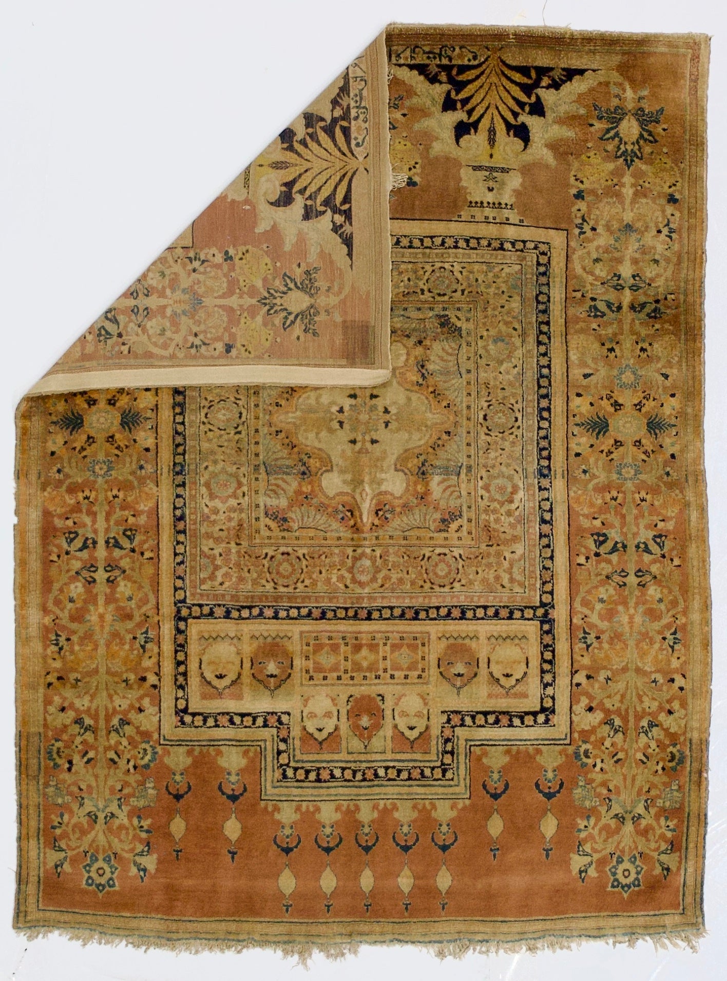 Extremely Fine/rare and unusual Antique Silk Rug 4' 0" x 5' 4"
