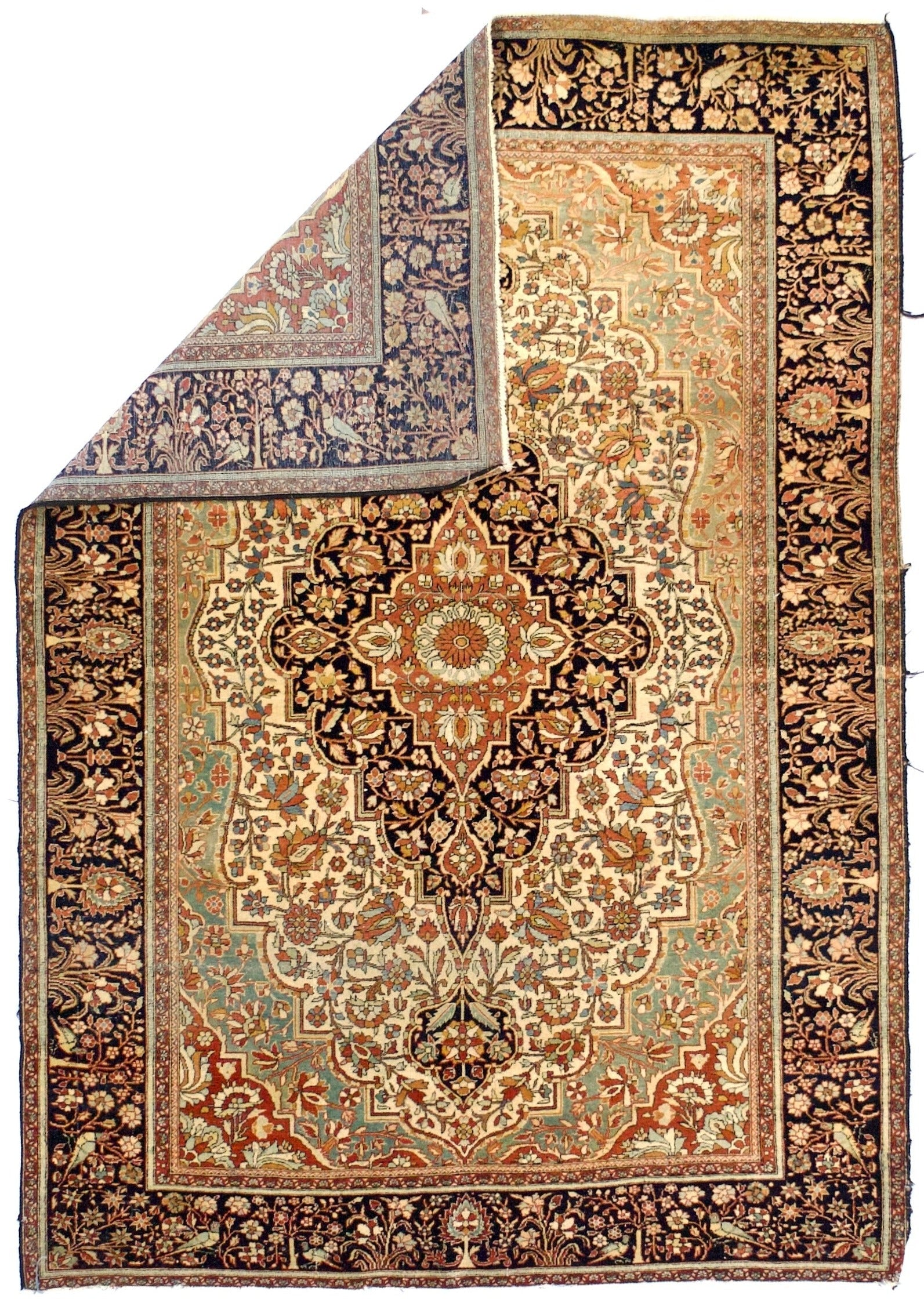 Antique Mohtasham Kashan Area Rug 4' 6" x 6'9"