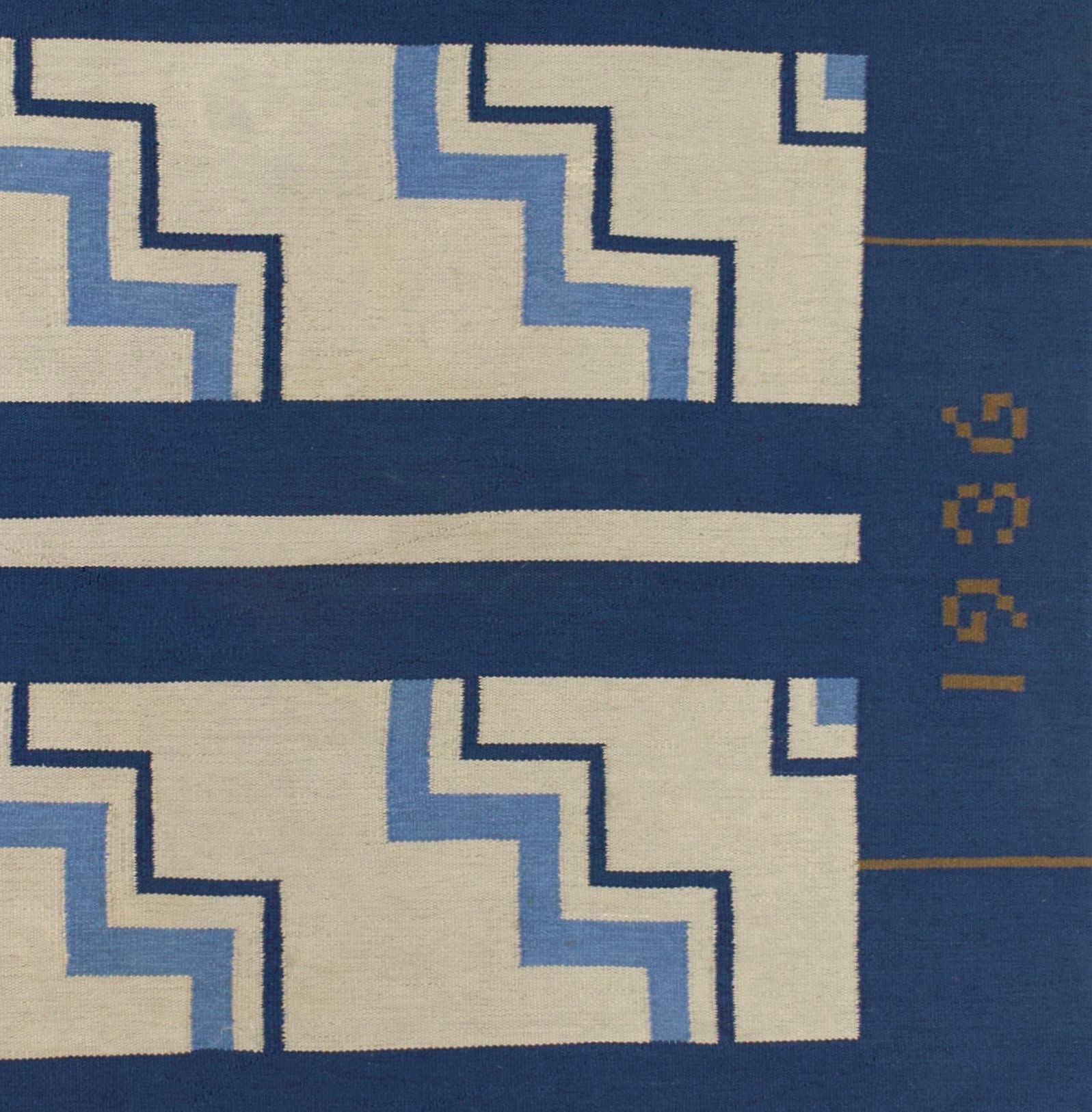 Vintage Swedish Rug Signed and Dated 8' 6" x 12' 5''