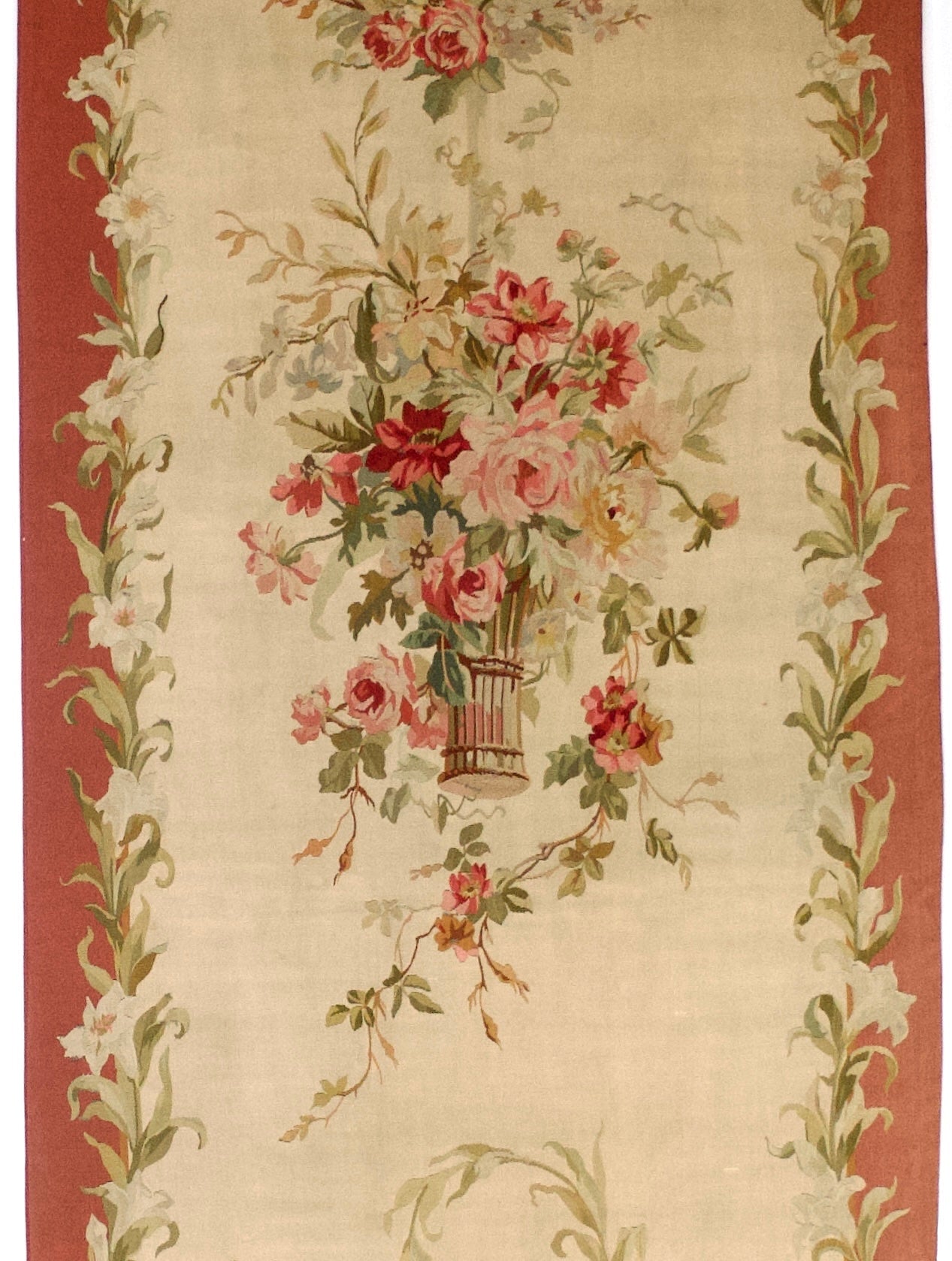 Antique French Aubusson (1 of pair) 3'6" x 9' 11''