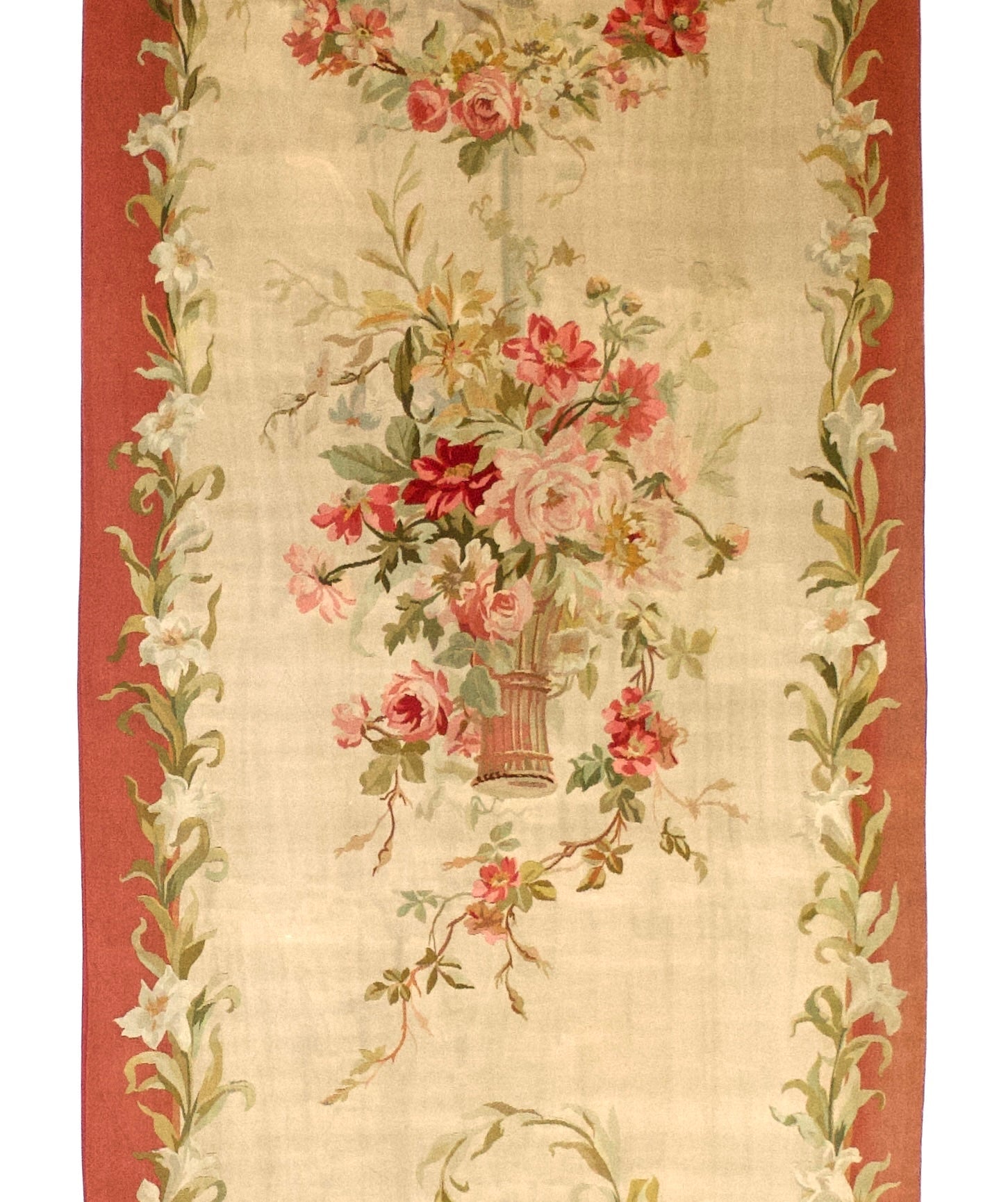 Antique French Aubusson (1 of pair) 3'6" x 9' 11''