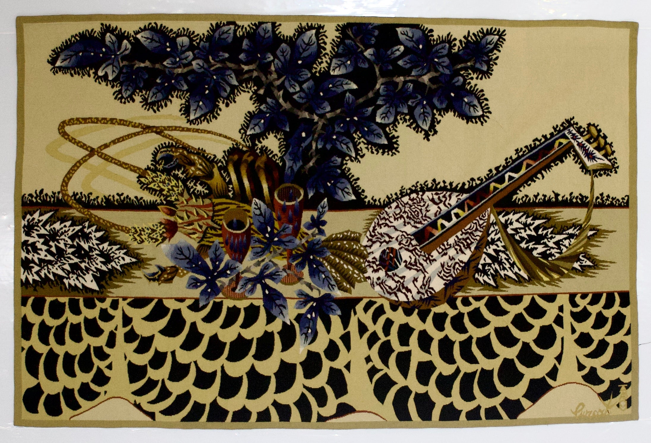 Extremely Fine Mid Century French Tapestry Design and Signed by Jean Luca 4'2" x 6' 3"