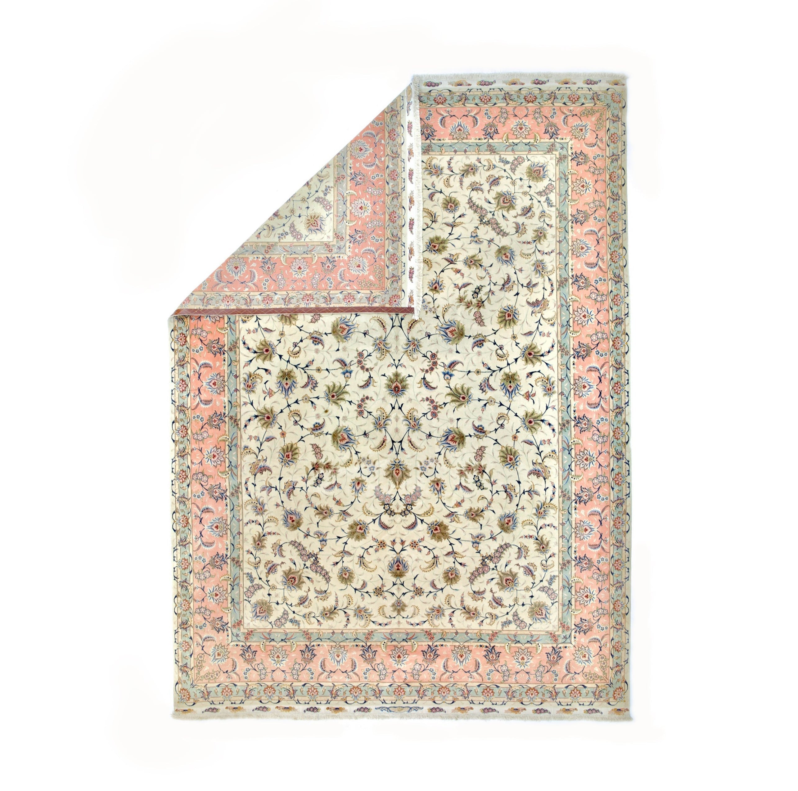 Extremely Fine Tabriz Wool and Silk 60 Raj Rug 9' 9'' x 13' 6''