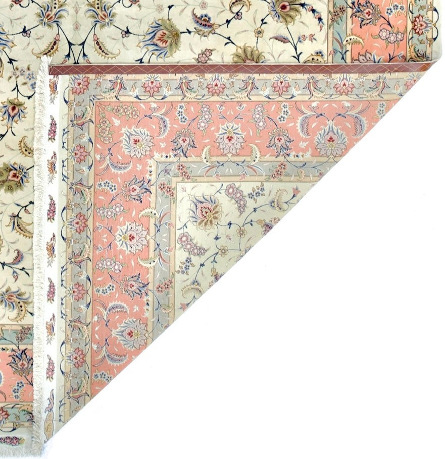 Extremely Fine Tabriz Wool and Silk 60 Raj Rug 9' 9'' x 13' 6''