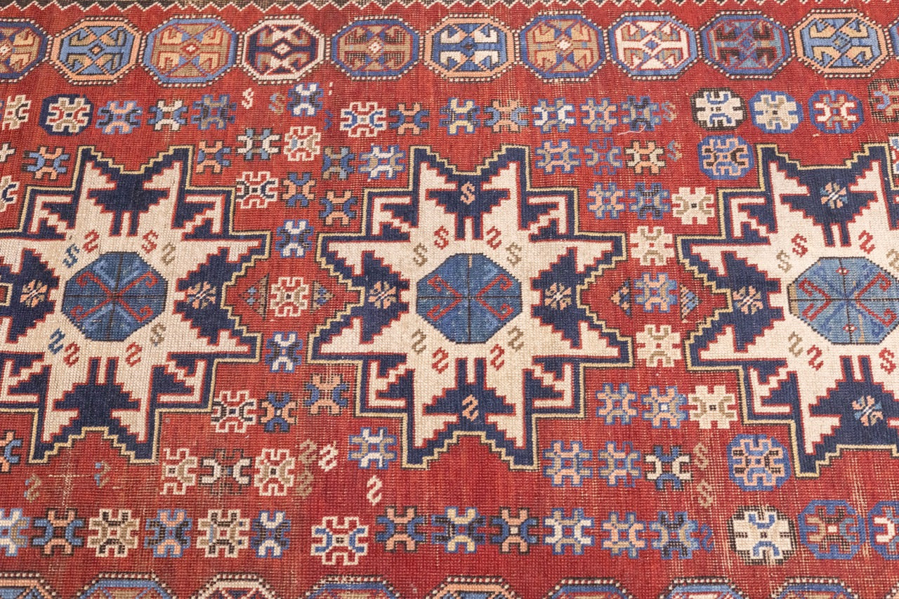 Antique Caucasian Lezgi Rug 4'2" x 6' 4"