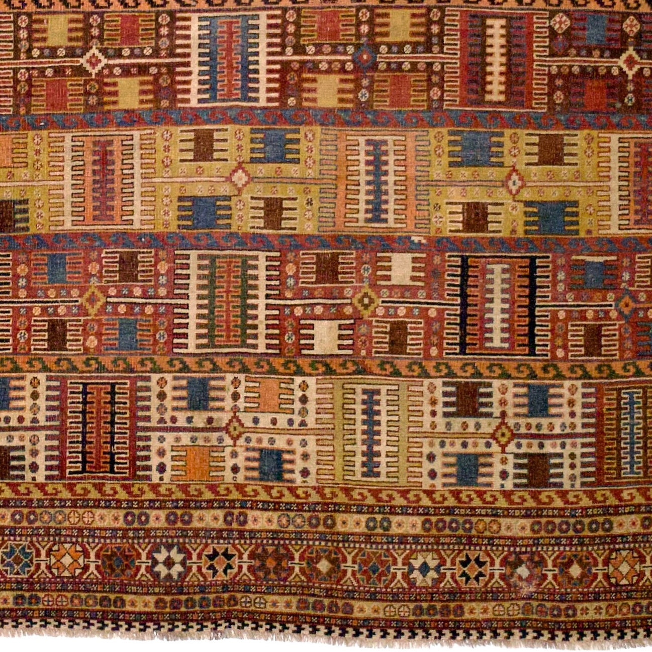 Antique Qashqai Wool Foundation Rug 6' 0" x 7' 1''