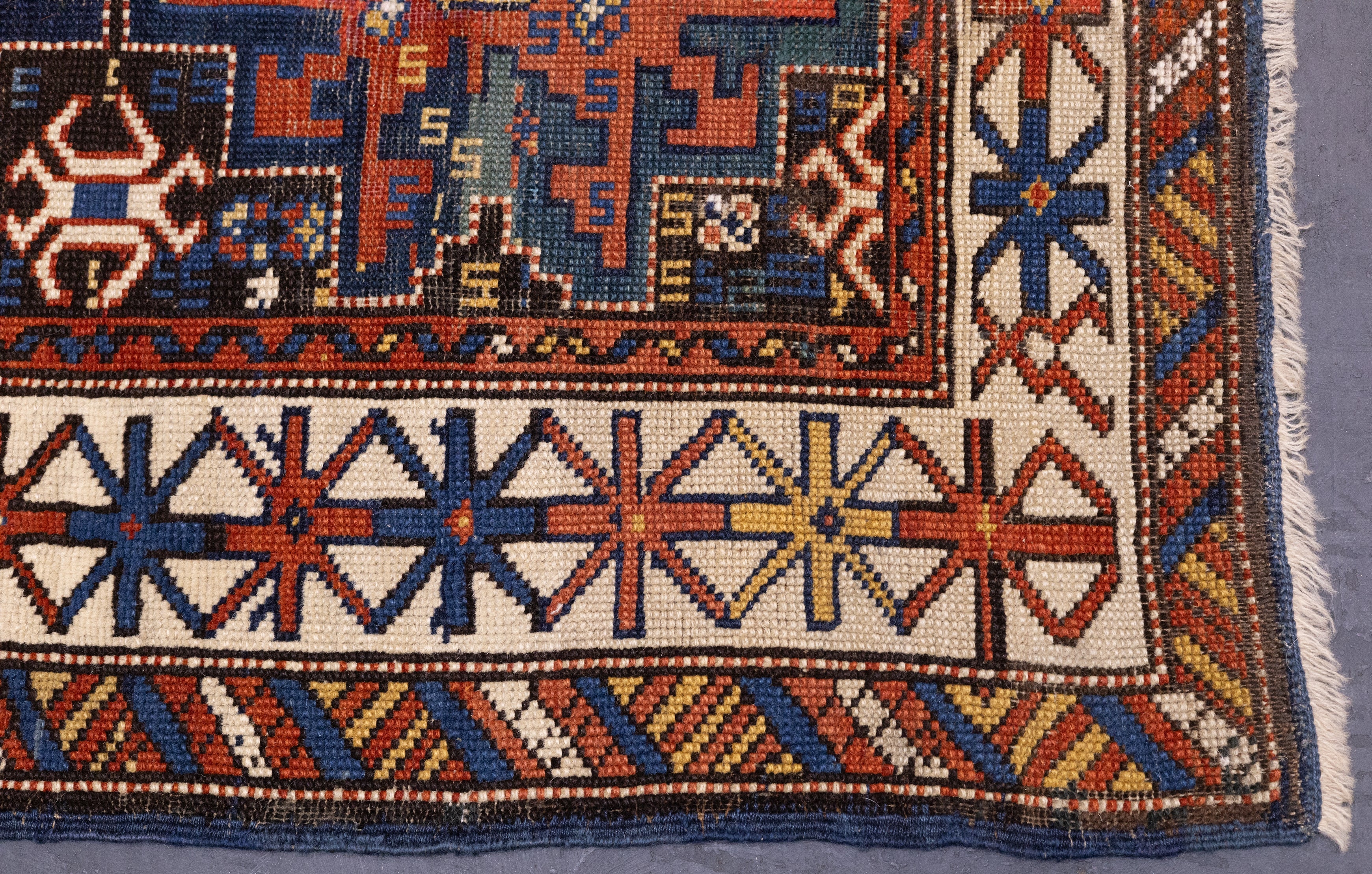 Antique Caucasian Shirvan Lezgi Design Rug 2'10'' x 4'10''