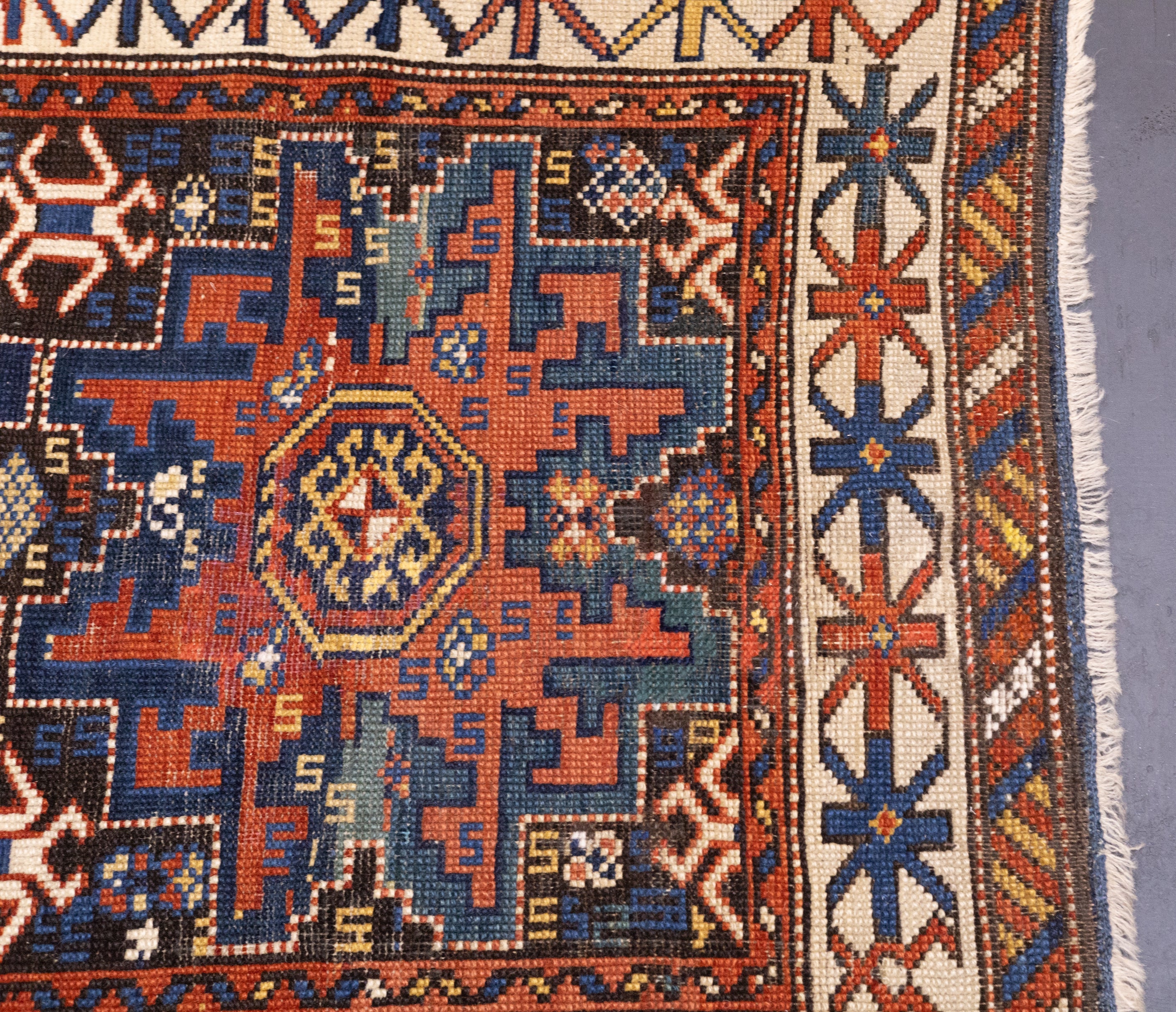 Antique Caucasian Shirvan Lezgi Design Rug 2'10'' x 4'10''