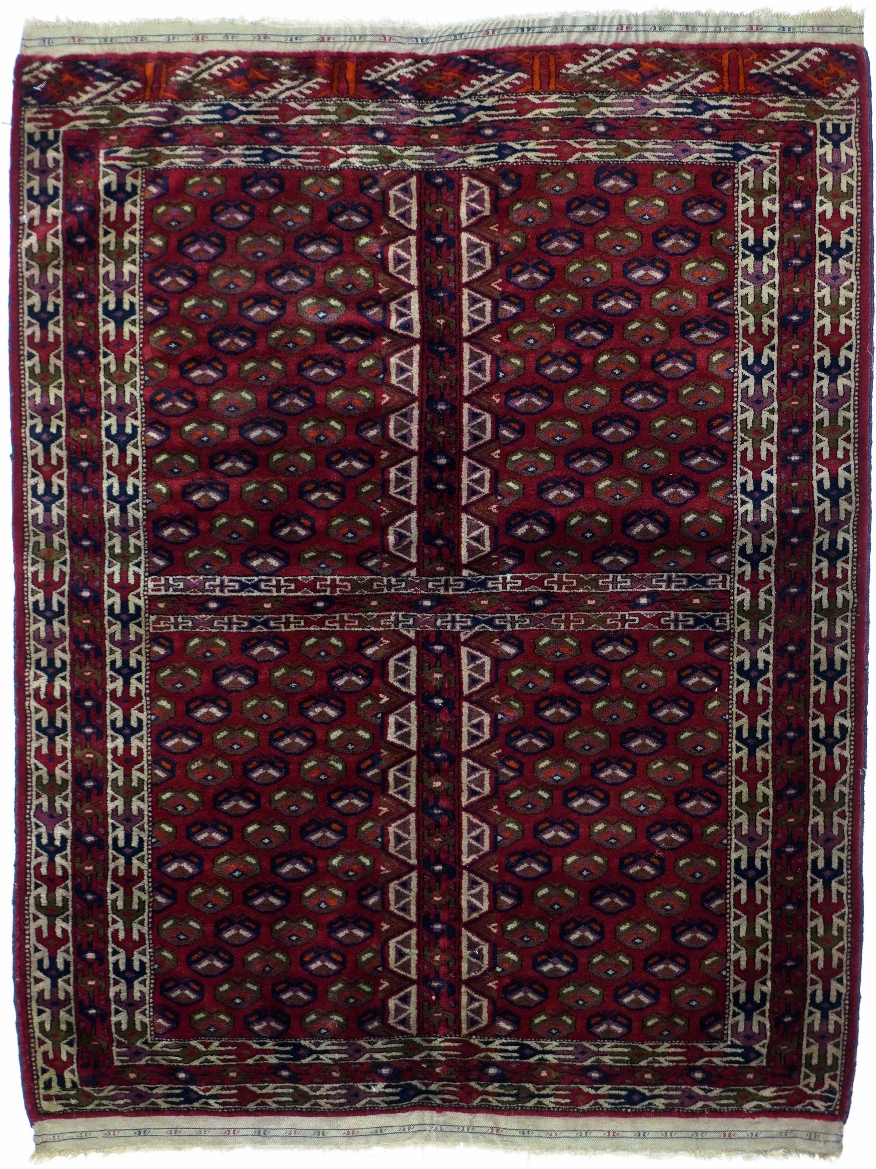 Antique Russian Yamud Bokara Rug 3'5'' x 4'2''