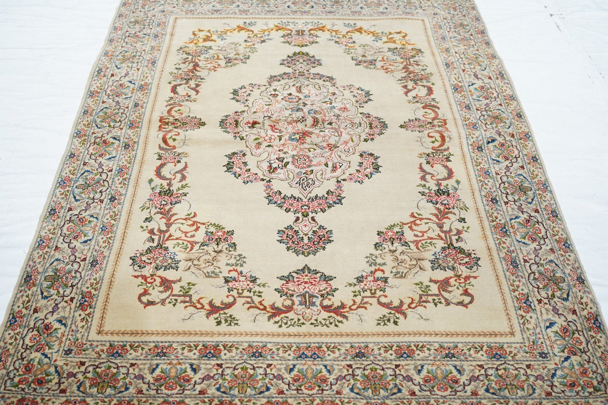 Extremely Fine Antique Tehran Rug Wool with all design in Silk 4'5'' x 6'8''