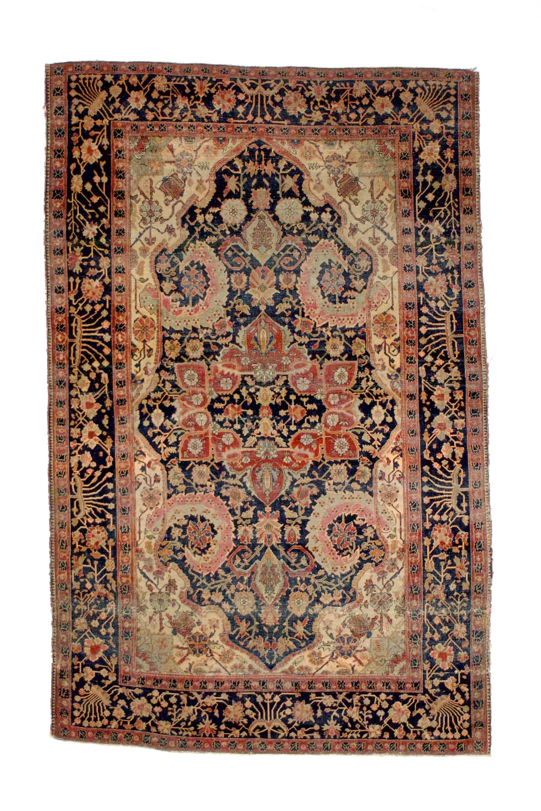 Antique Mohtasham Kashan Rug 4'3" x 6' 8"