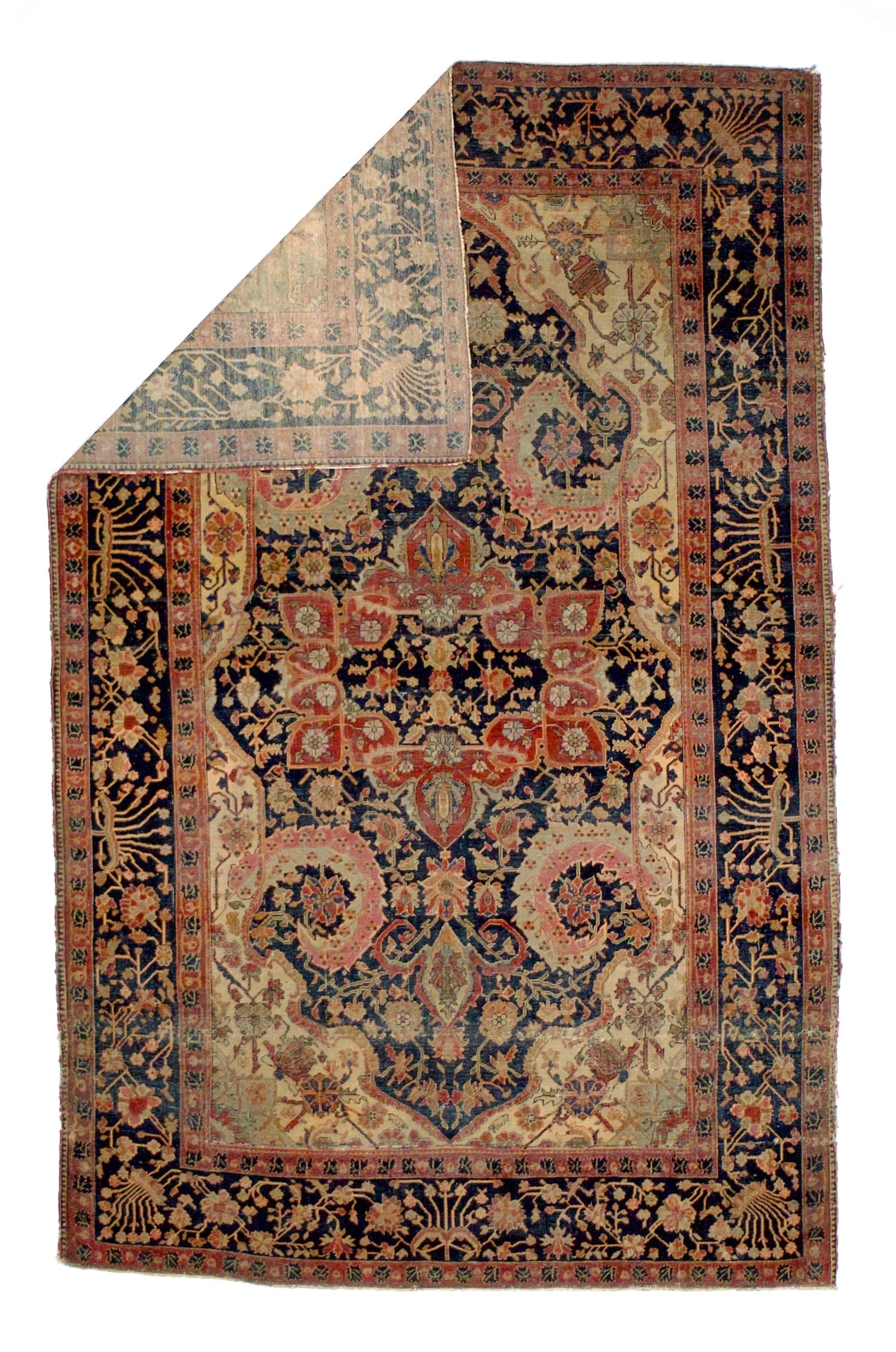Antique Mohtasham Kashan Rug 4'3" x 6' 8"