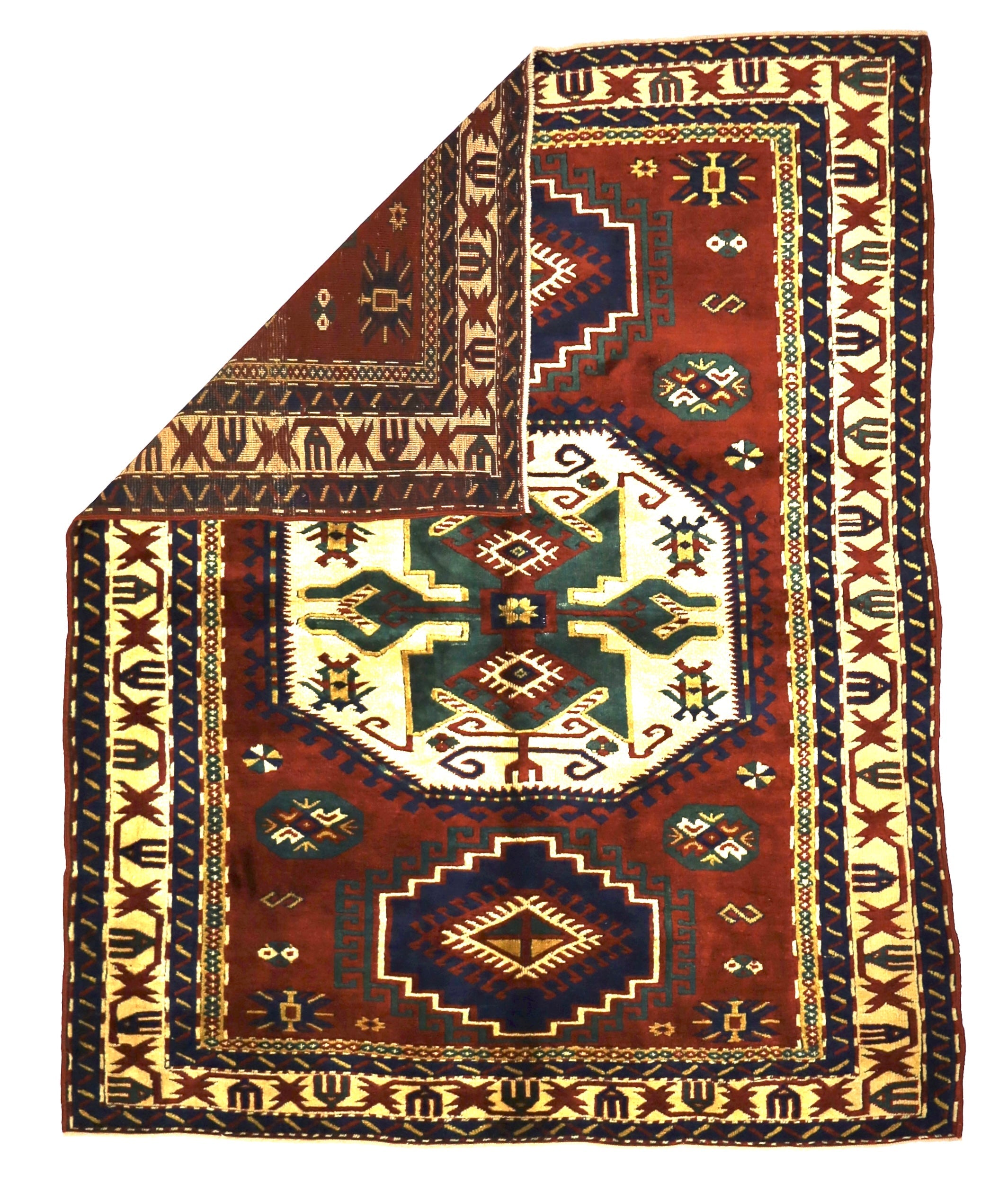 Antique Caucasian Kazak Rug 5' 5" x 6' 10''