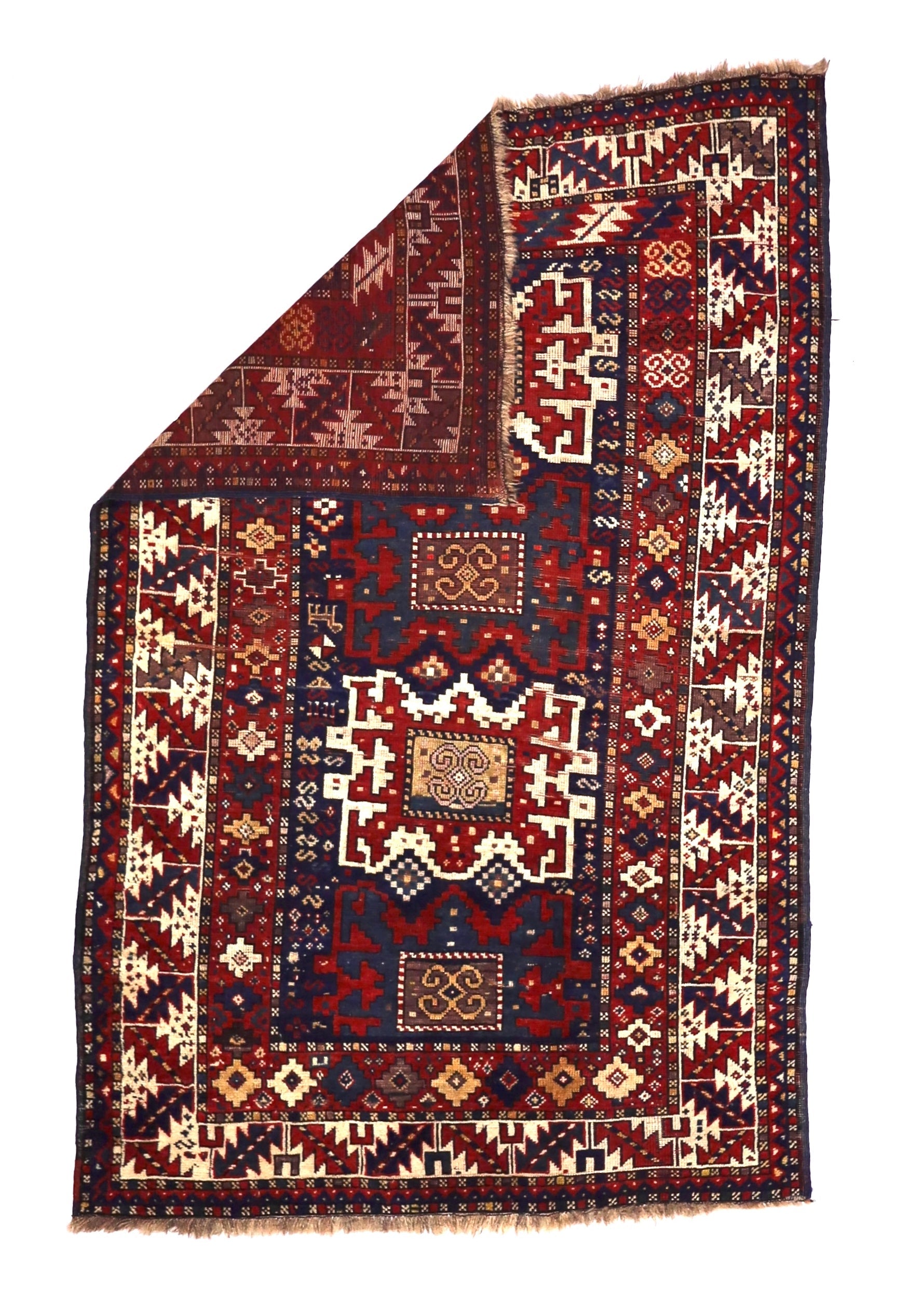 Antique Caucasian Kazak Rug 4'1" x 6' 3"