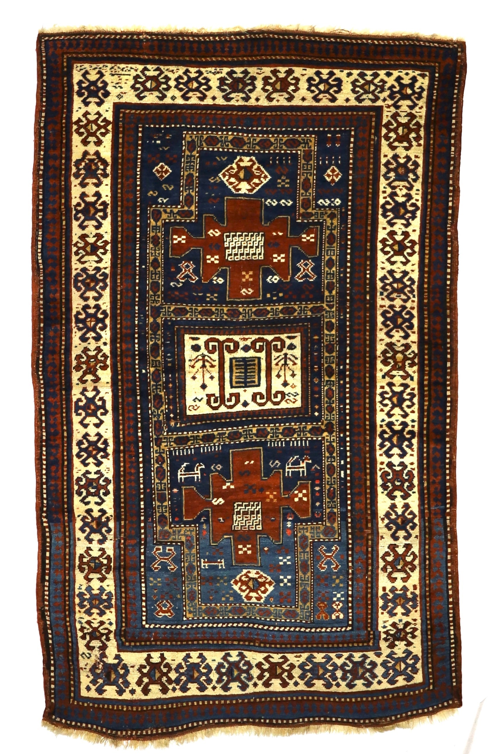 Antique Caucasian Kazak Rug 4'3" x 7' 0"