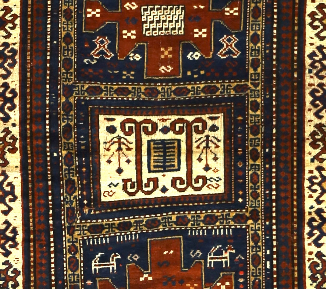 Antique Caucasian Kazak Rug 4'3" x 7' 0"