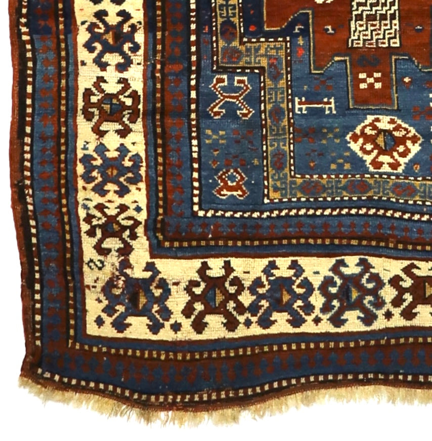Antique Caucasian Kazak Rug 4'3" x 7' 0"