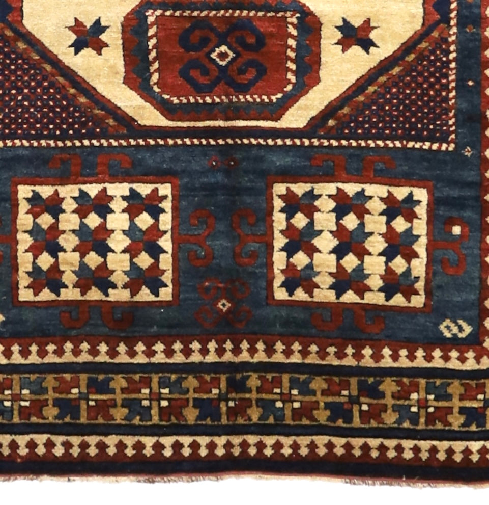 Antique Caucasian Kazak Rug 4'10" x 5' 9''