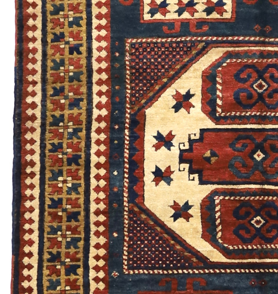 Antique Caucasian Kazak Rug 4'10" x 5' 9''