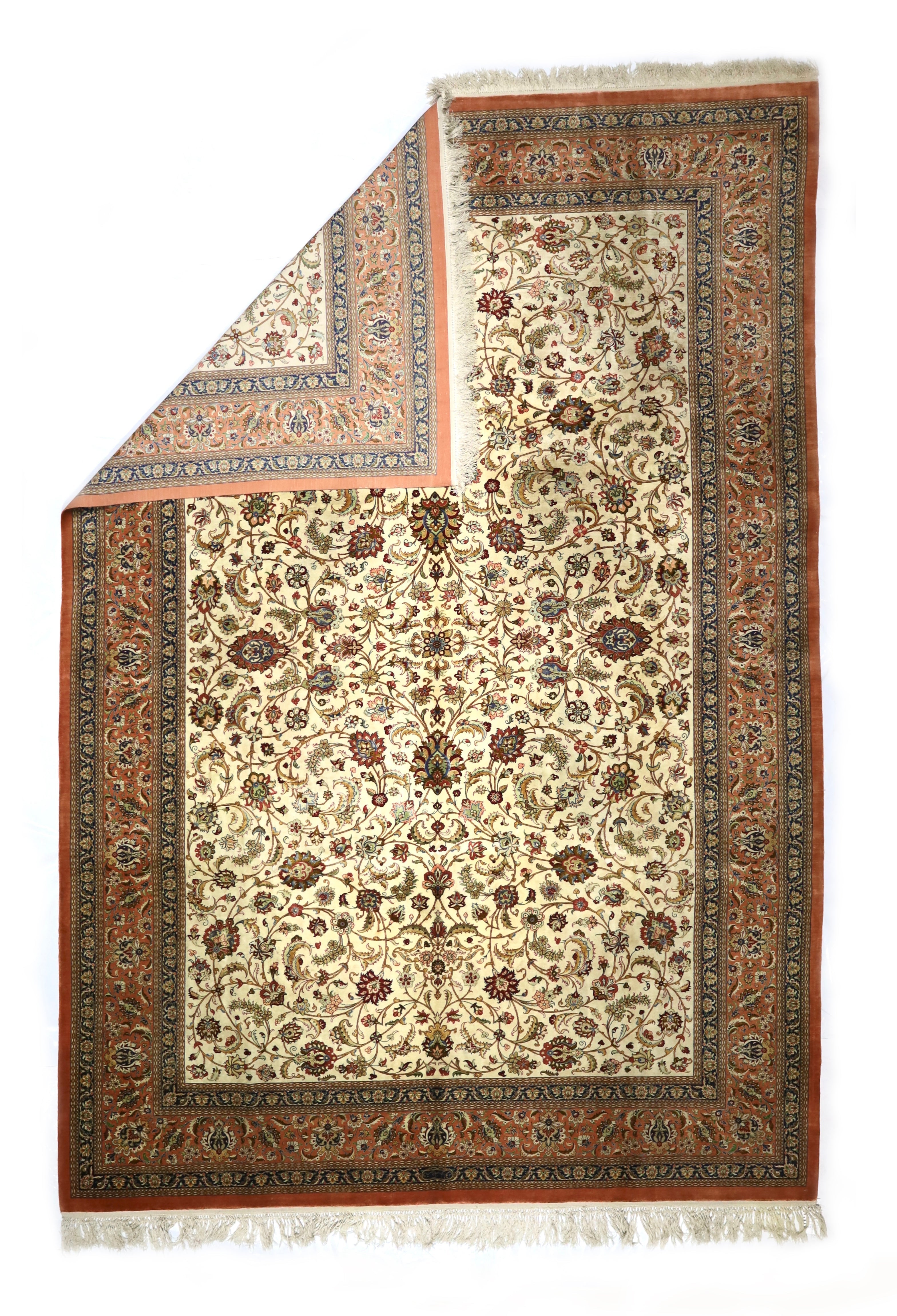 Extremely Fine Silk Qum Rug 7'9" x 11' 5''