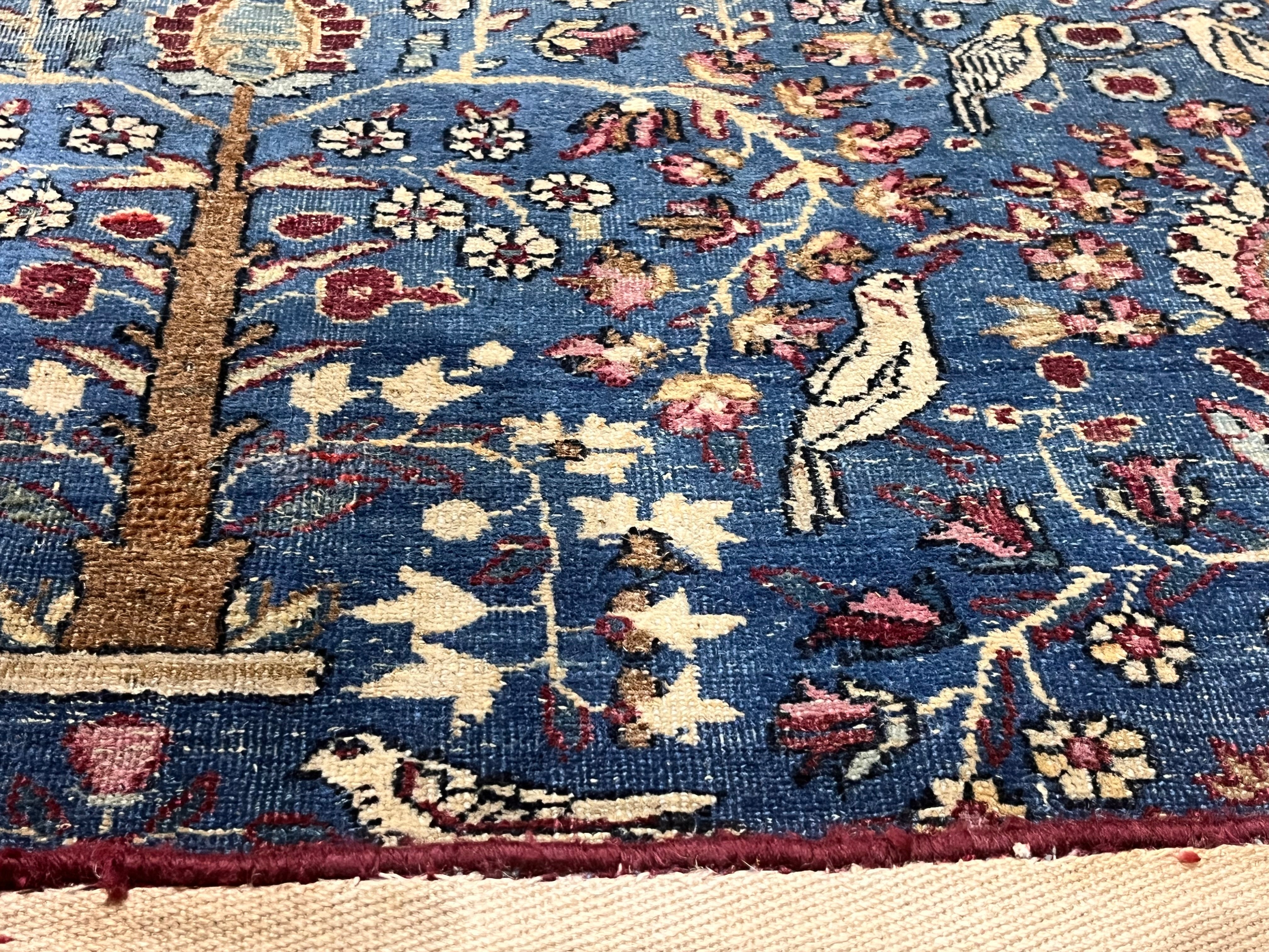 Extremely Fine Antique Tehran with great and rare color background Rug 6'5" x 9' 5''
