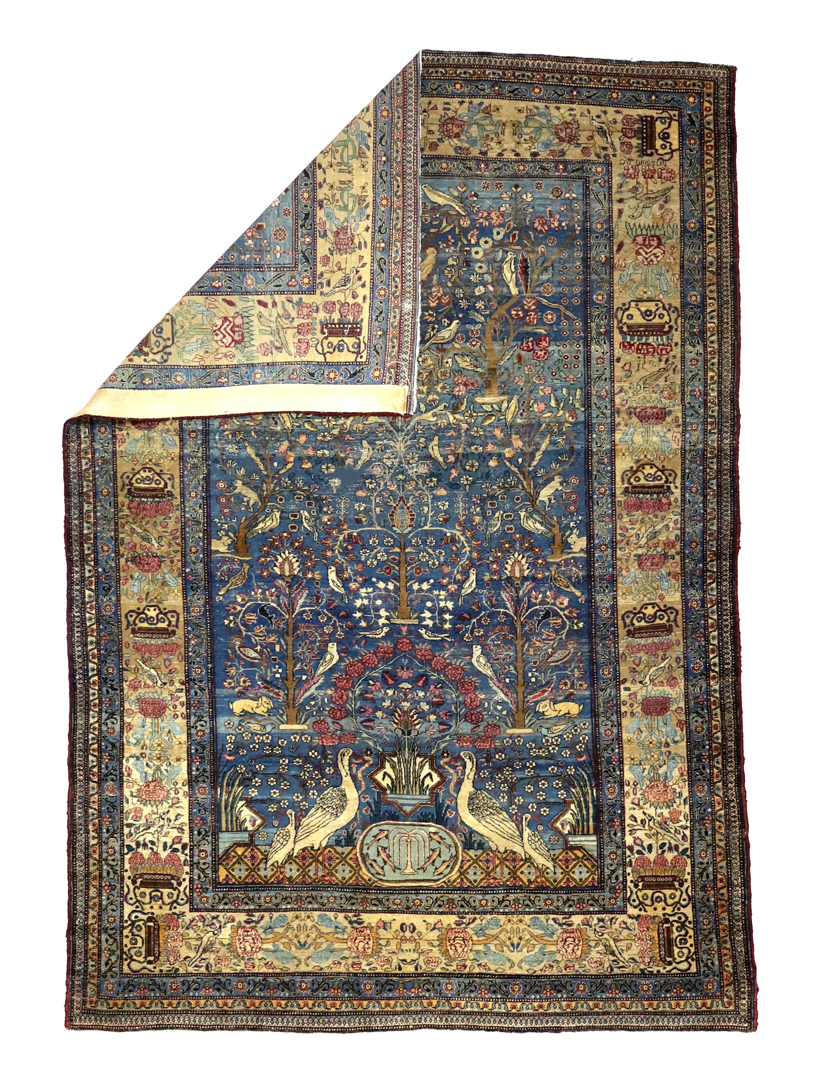 Extremely Fine Antique Tehran with great and rare color background Rug 6'5" x 9' 5''