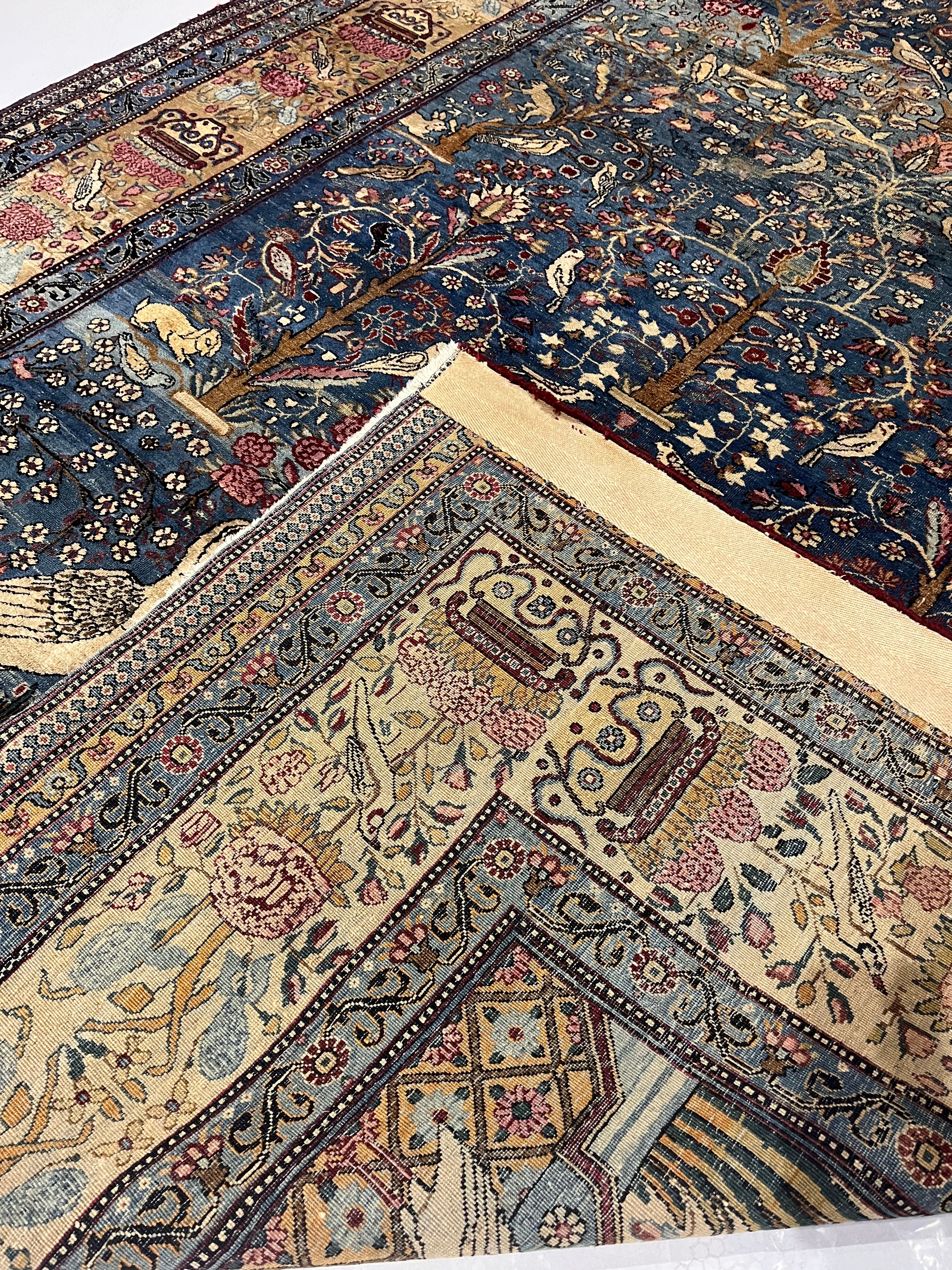 Extremely Fine Antique Tehran with great and rare color background Rug 6'5" x 9' 5''