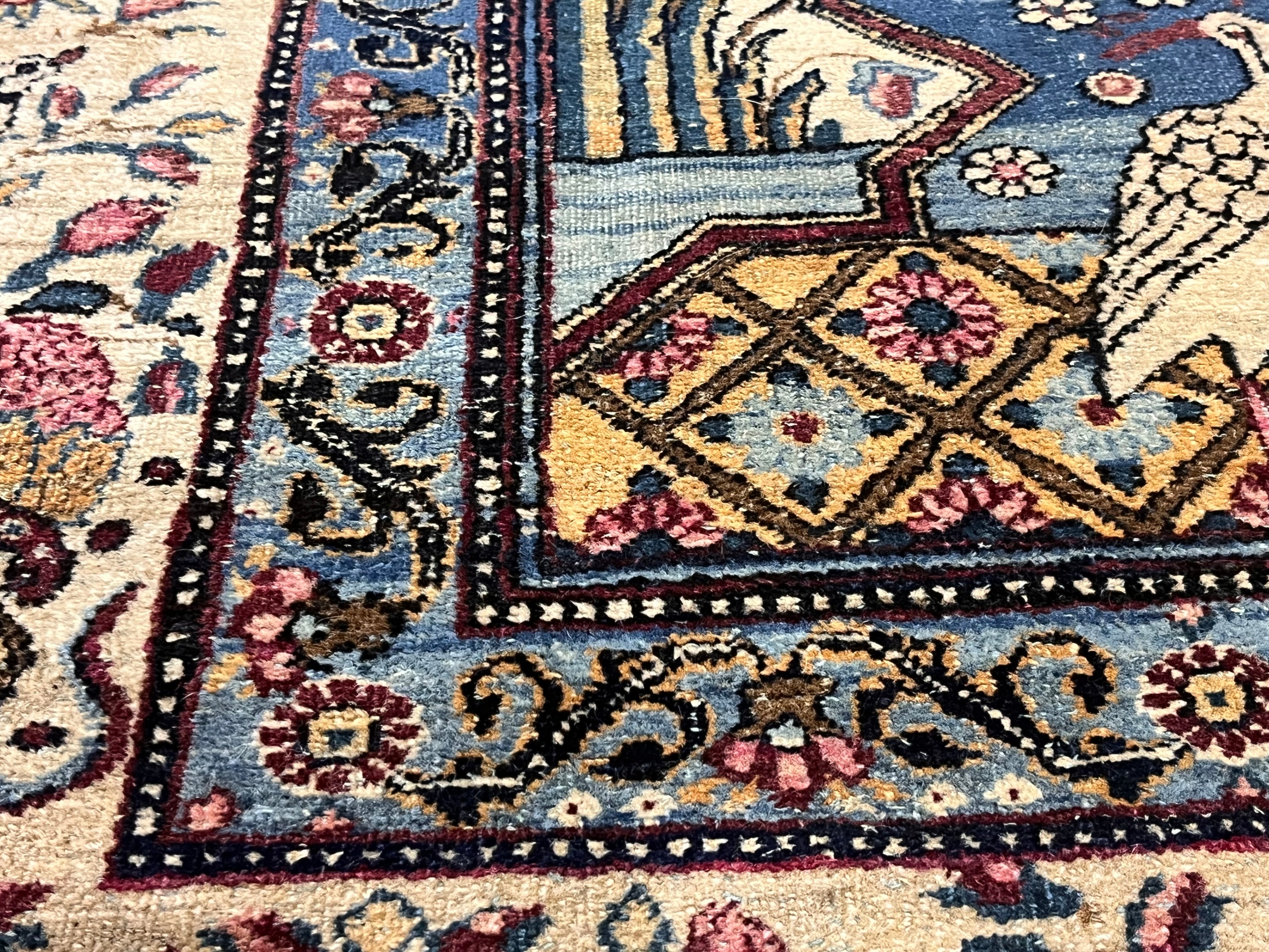 Extremely Fine Antique Tehran with great and rare color background Rug 6'5" x 9' 5''