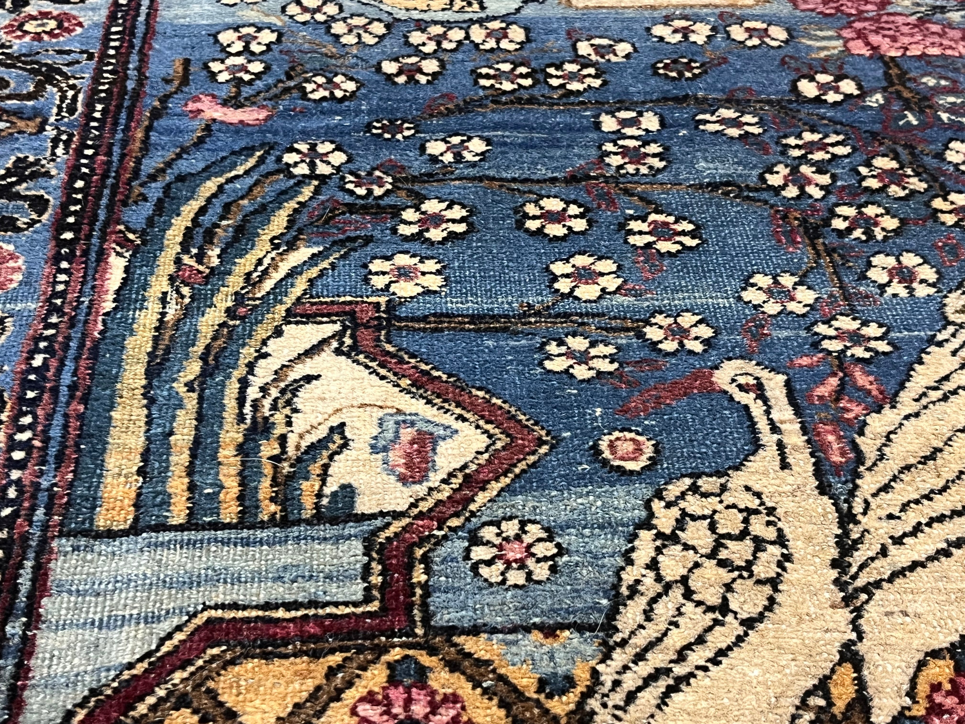 Extremely Fine Antique Tehran with great and rare color background Rug 6'5" x 9' 5''