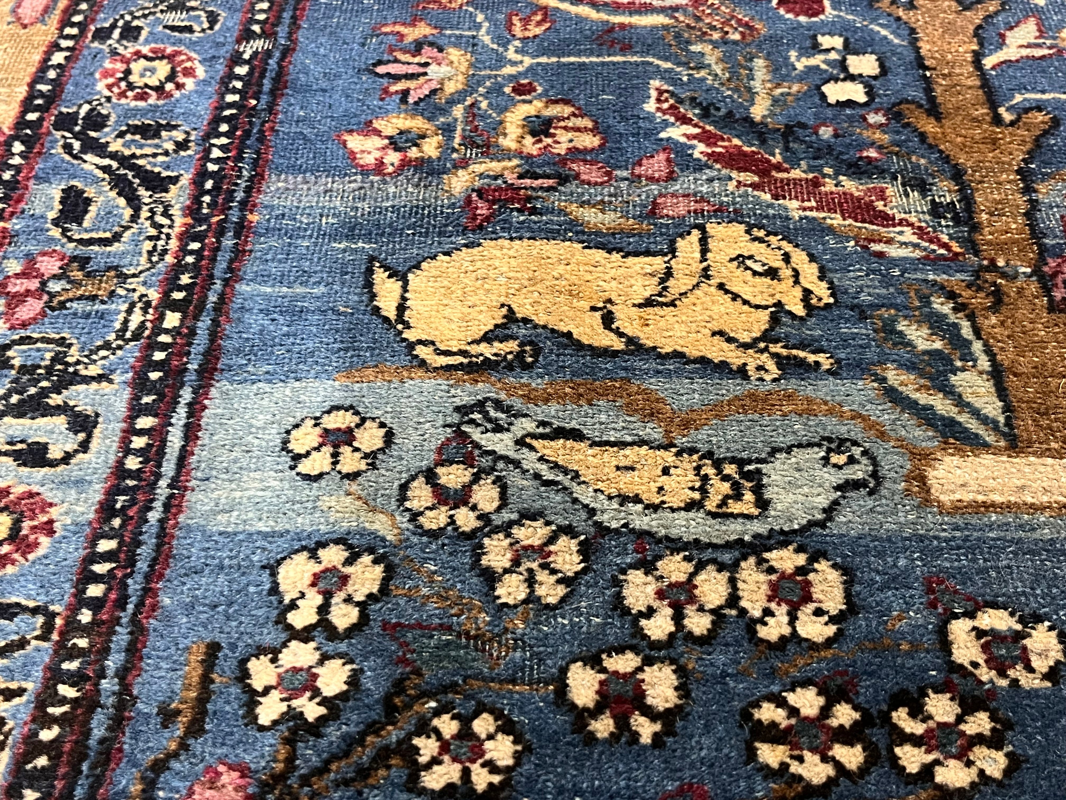 Extremely Fine Antique Tehran with great and rare color background Rug 6'5" x 9' 5''