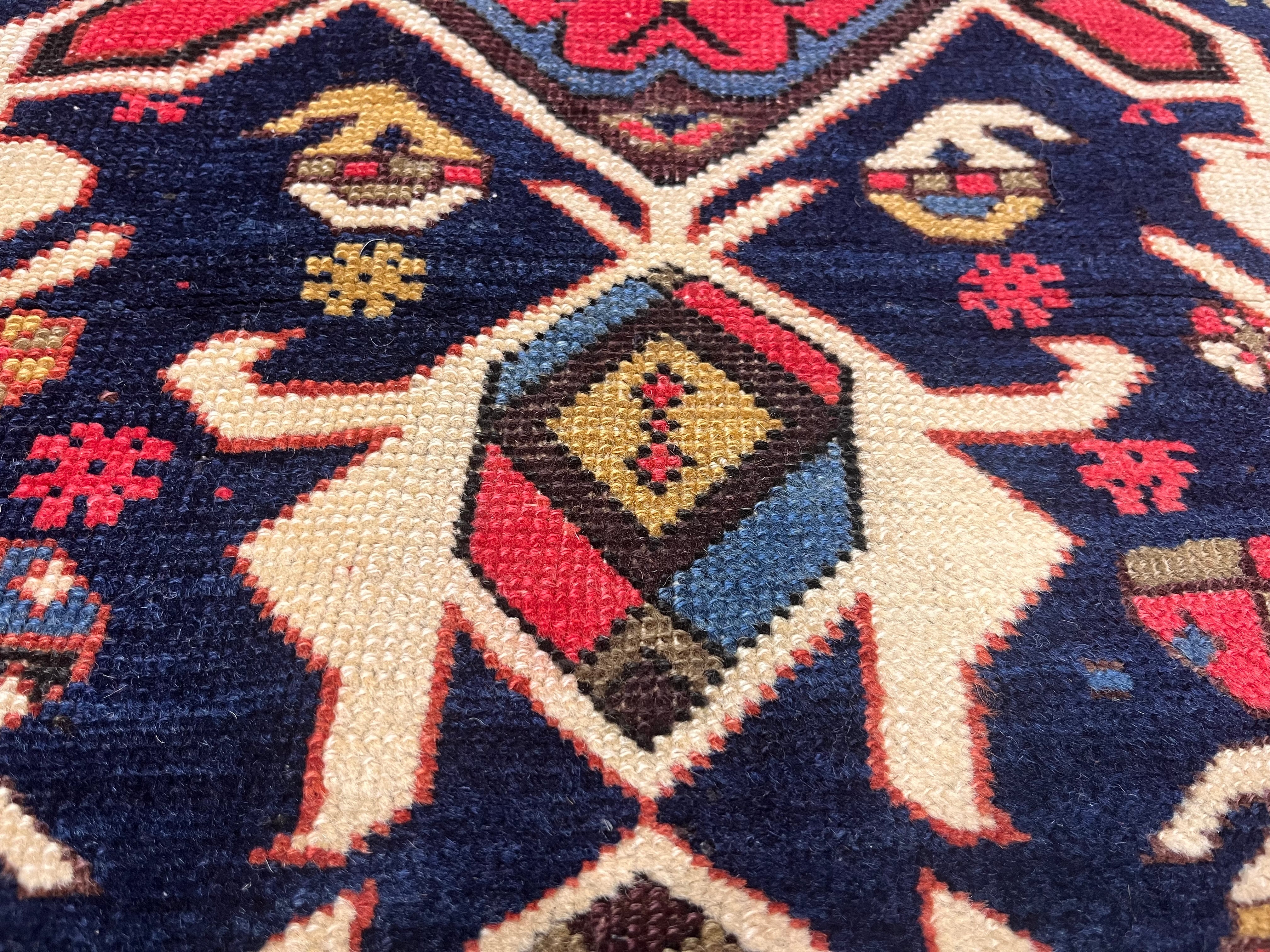 Antique Caucasian Kuba Rug 3'7" x 4' 10"