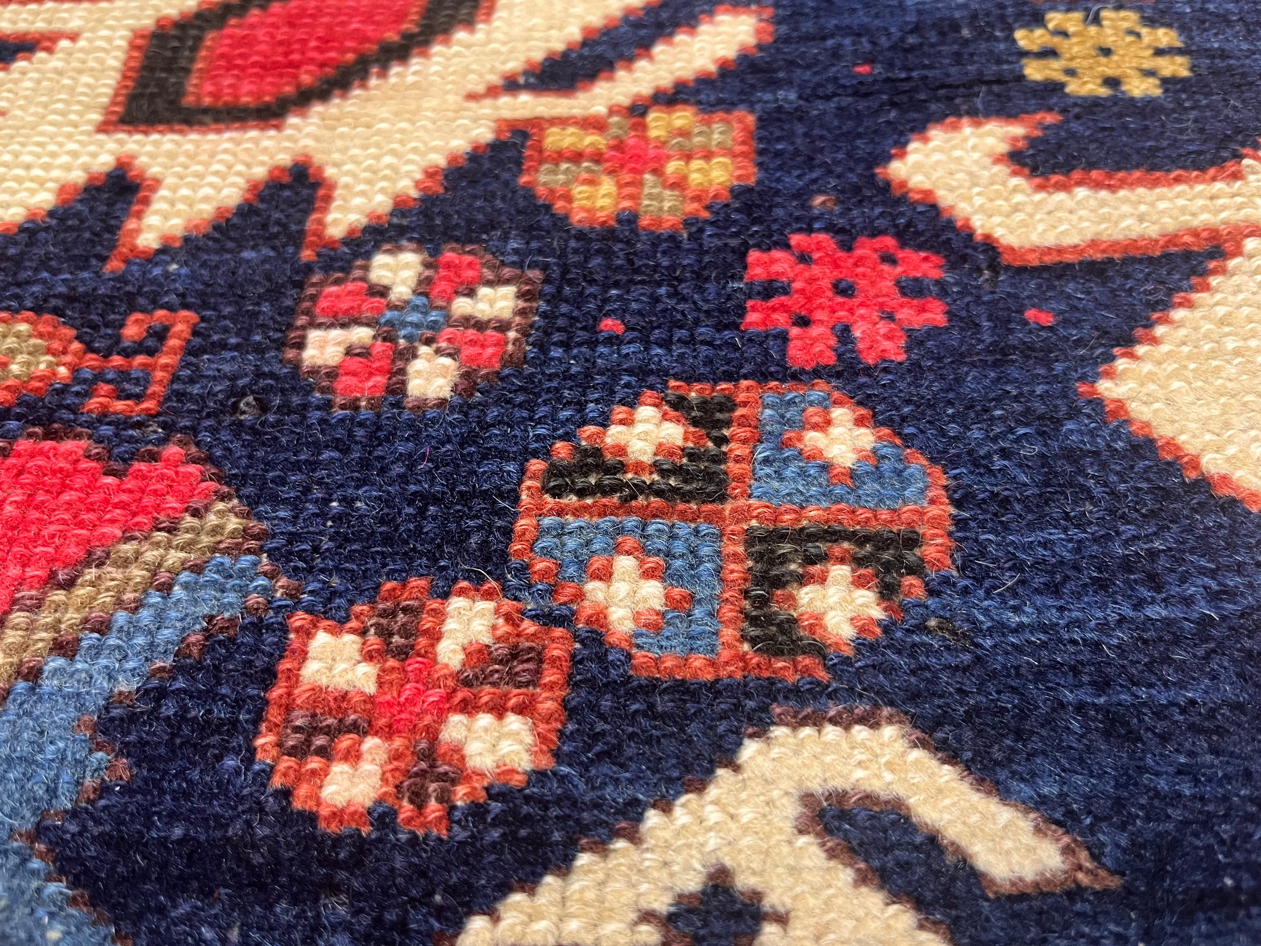 Antique Caucasian Kuba Rug 3'7" x 4' 10"