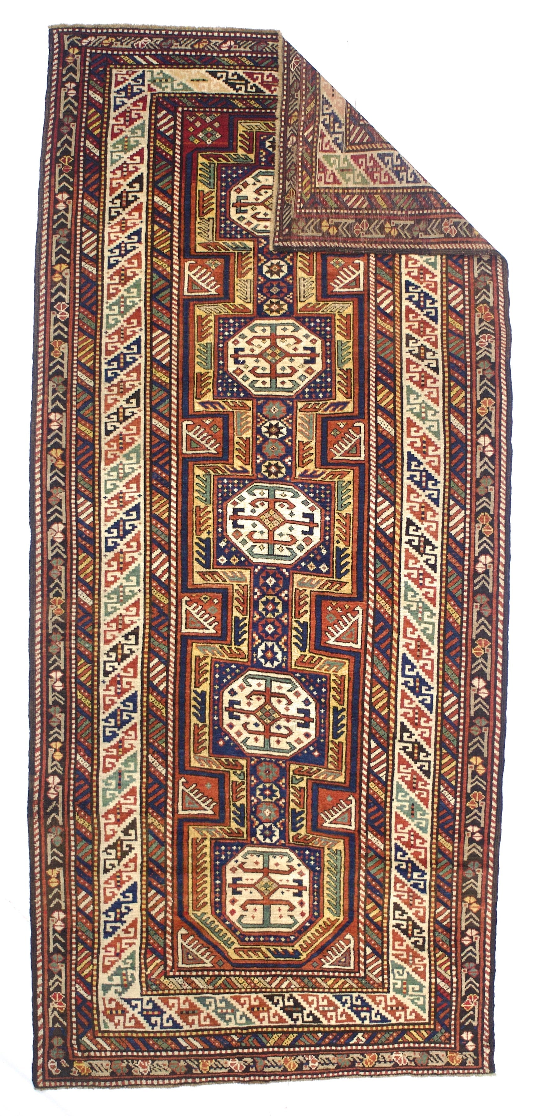 Antique Caucasian Kuba Rug 4'6" x 10' 1''