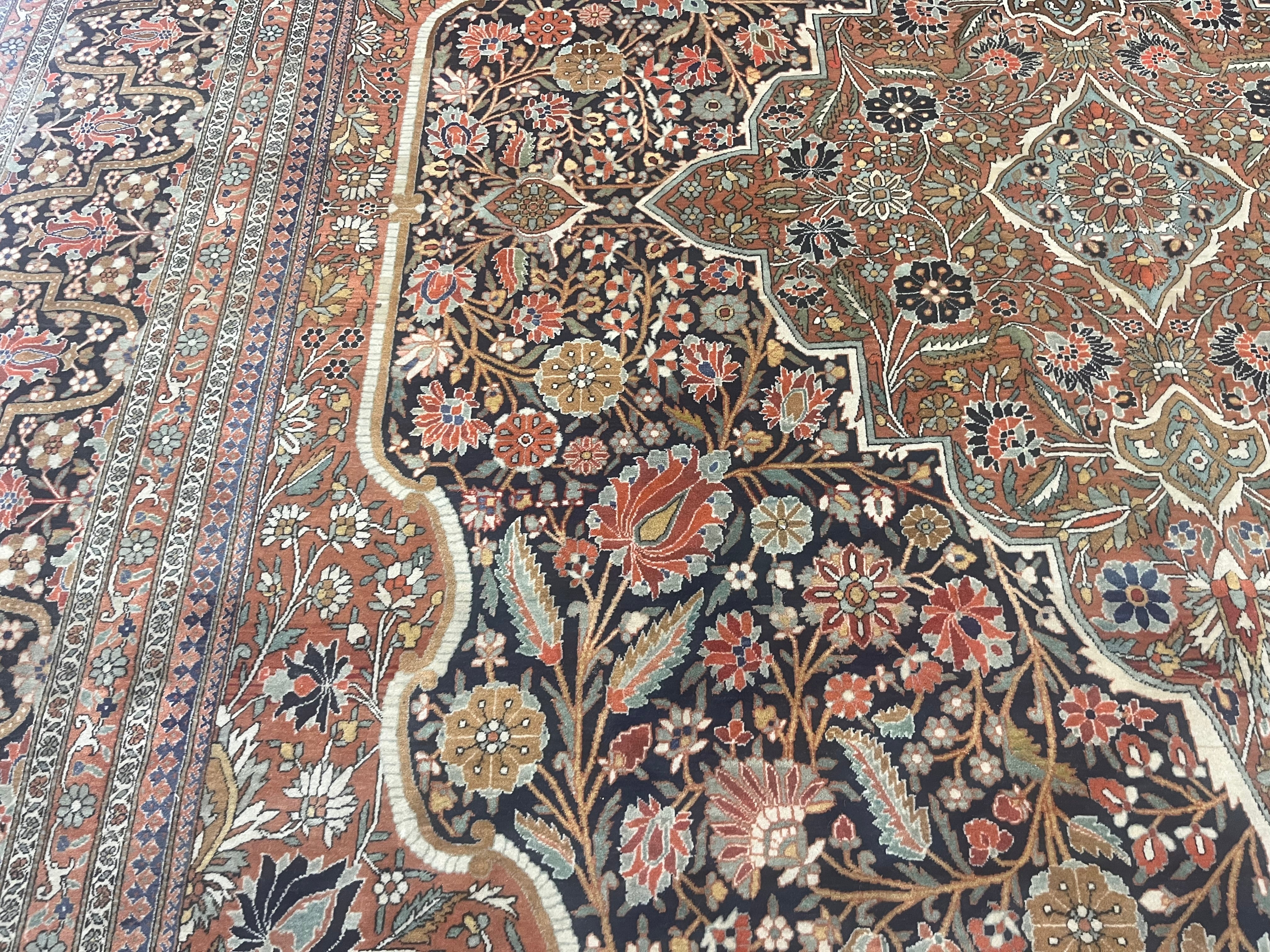 Antique Mohtasham Kashan Rug 9' 2" x 12' 4"