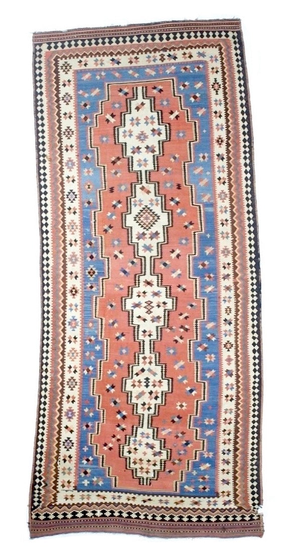 Fine Antique Qashqai Tribal Kilim Rug 5' 6'' x 13' 0"